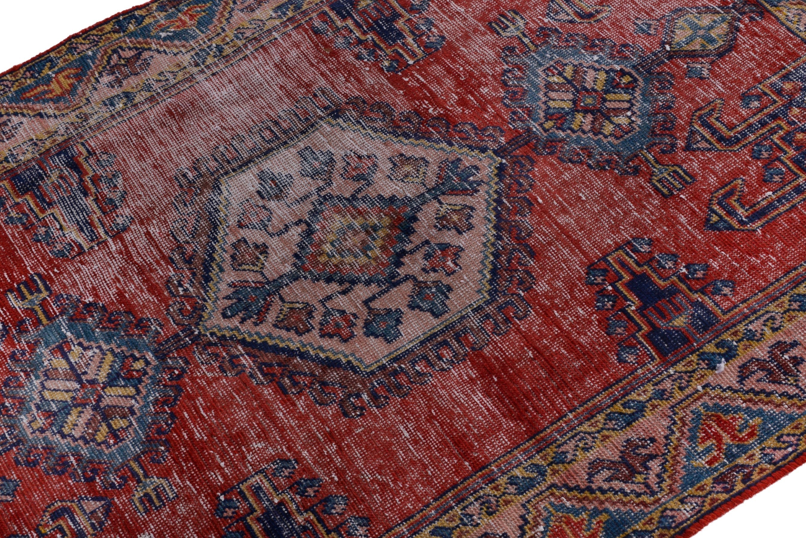 Persian Vist accent rug in faded red and denim, view 6 of 18