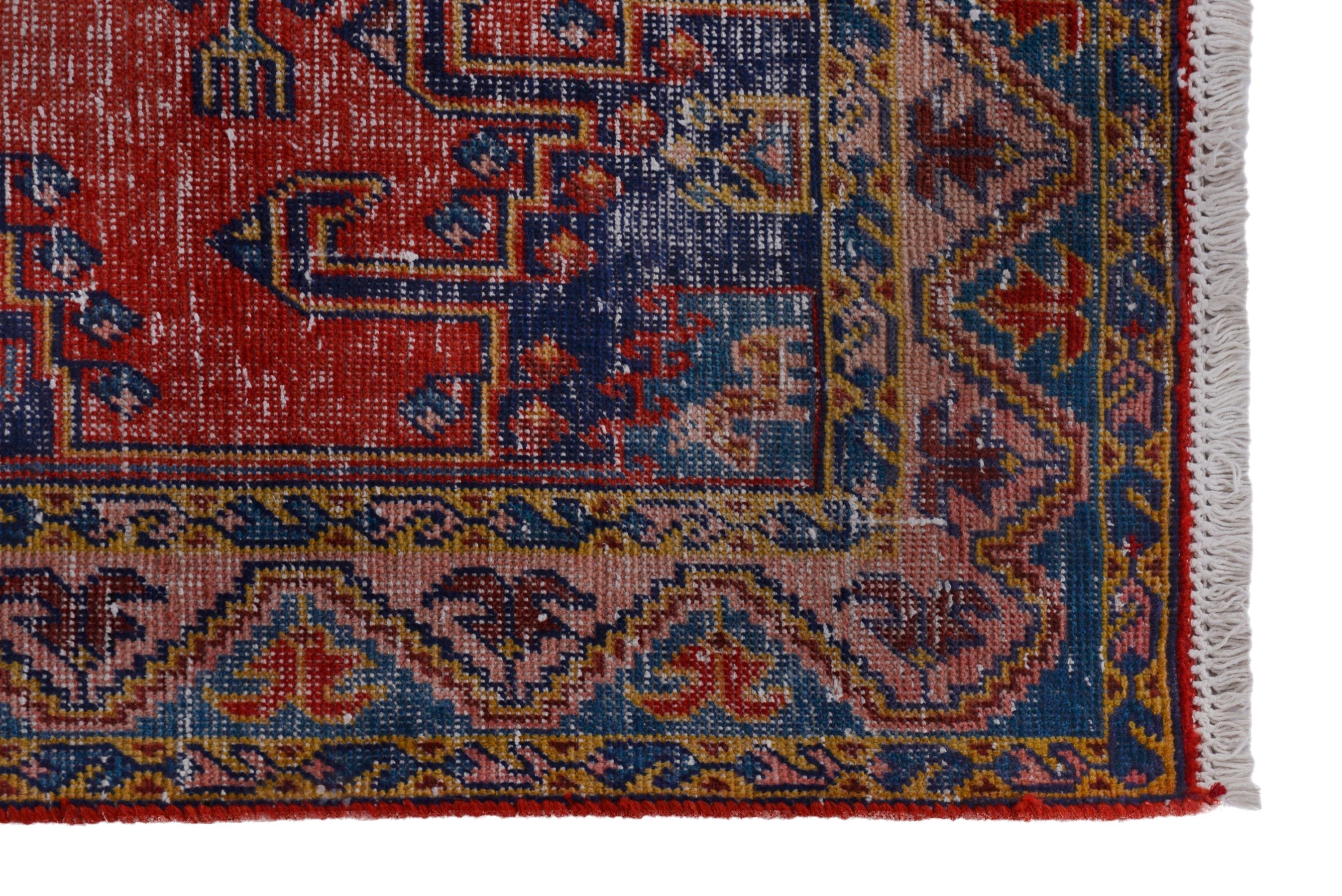 Persian Vist accent rug in faded red and denim, view 5 of 18