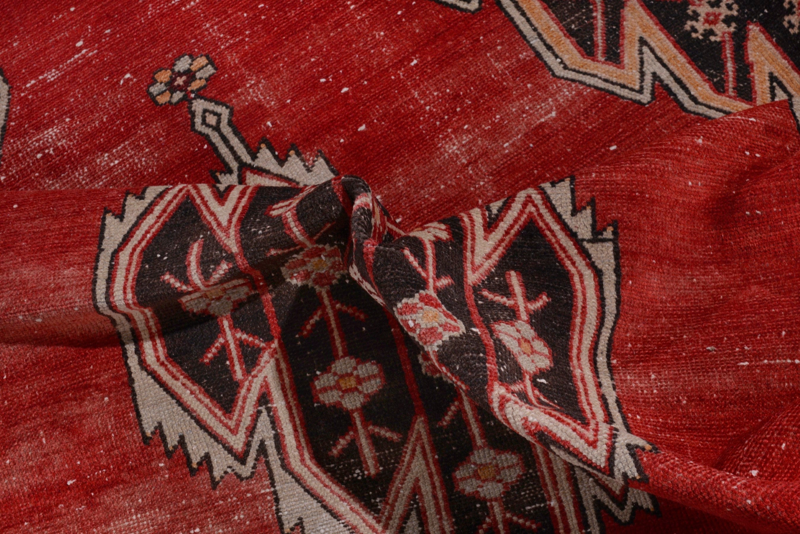 Persian Saveh accent rug in deep red and walnut, view 16 of 17