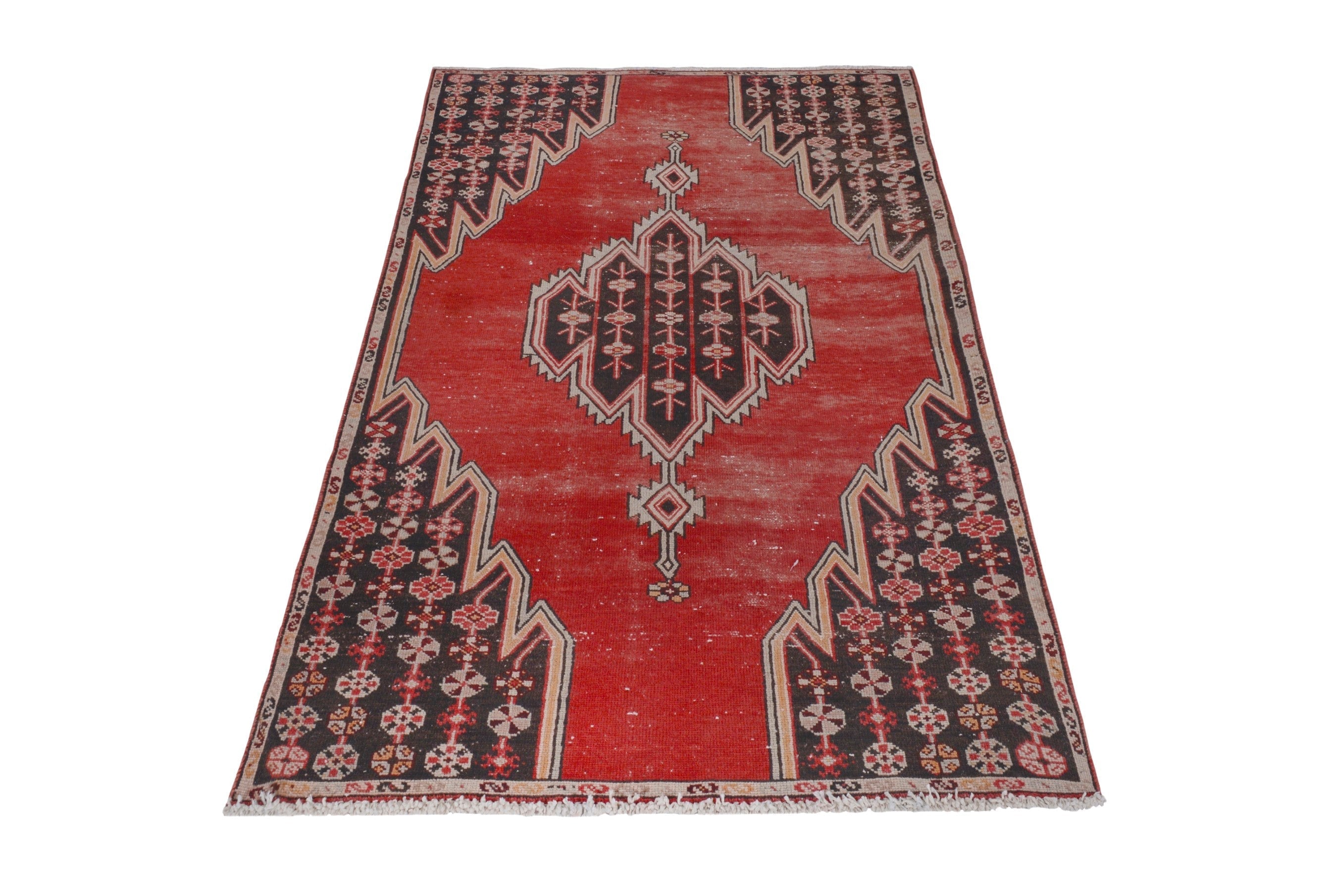 Persian Saveh accent rug in deep red and walnut, view 2 of 17