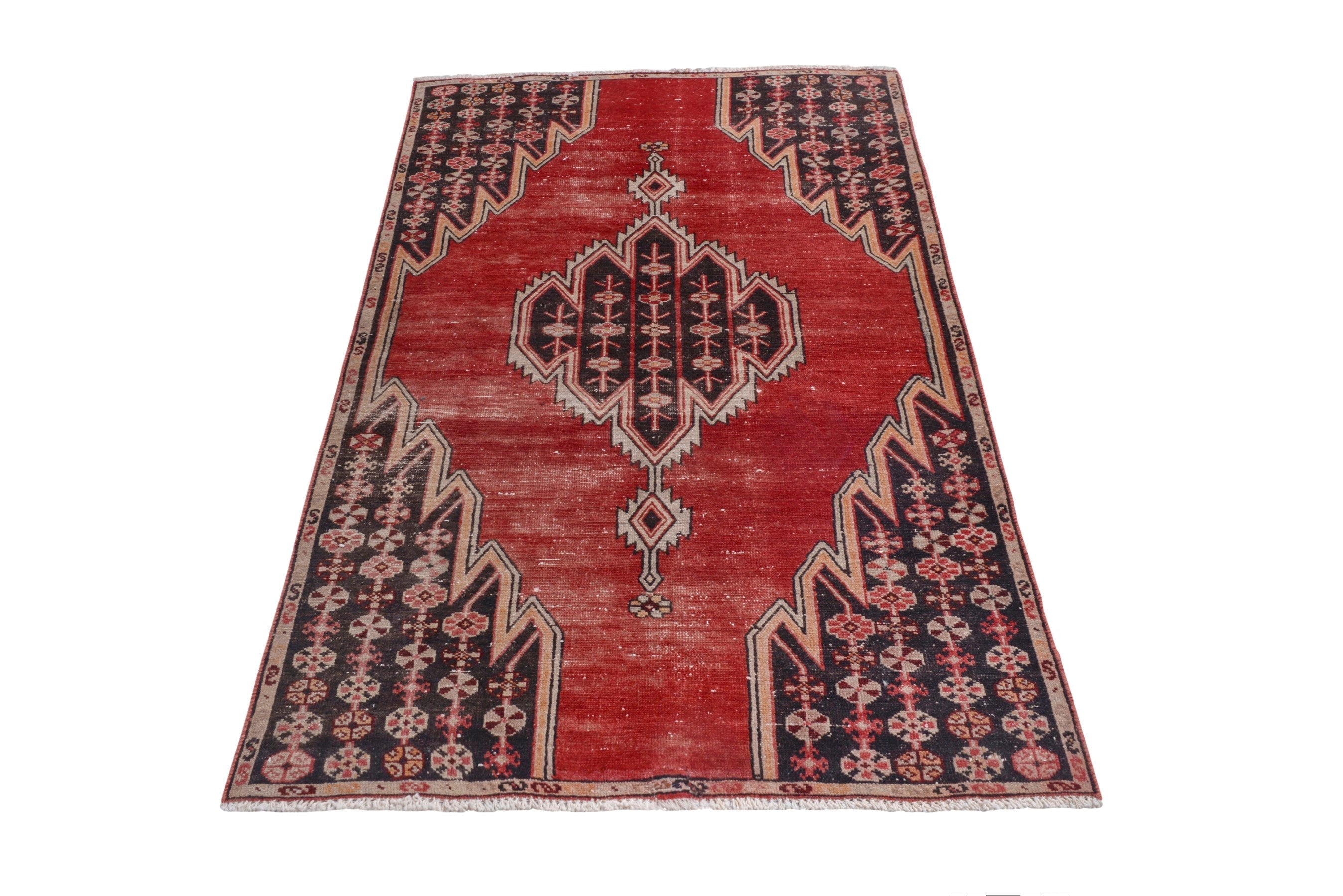 Persian Saveh accent rug in deep red and walnut, view 3 of 17
