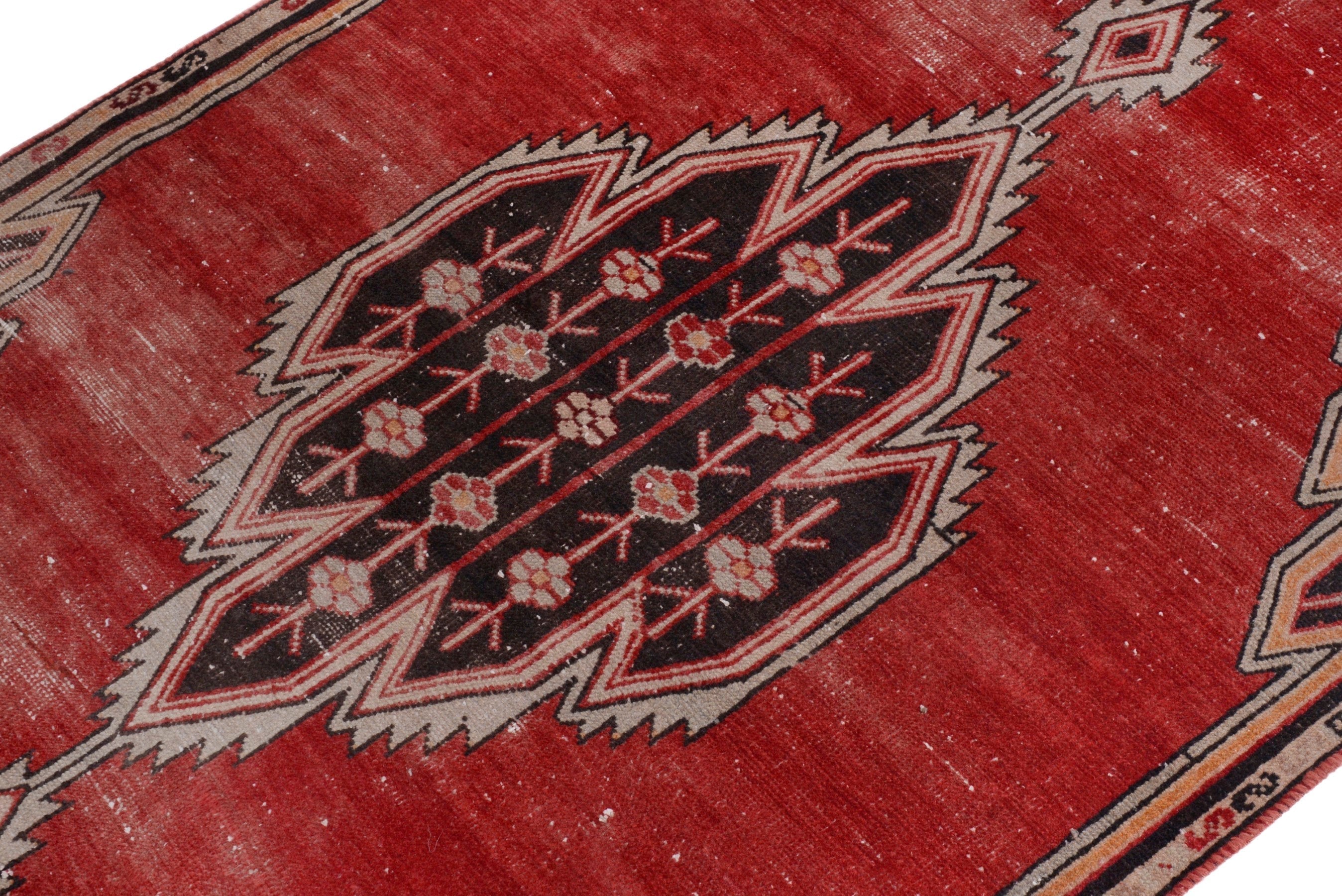 Persian Saveh accent rug in deep red and walnut, view 6 of 17