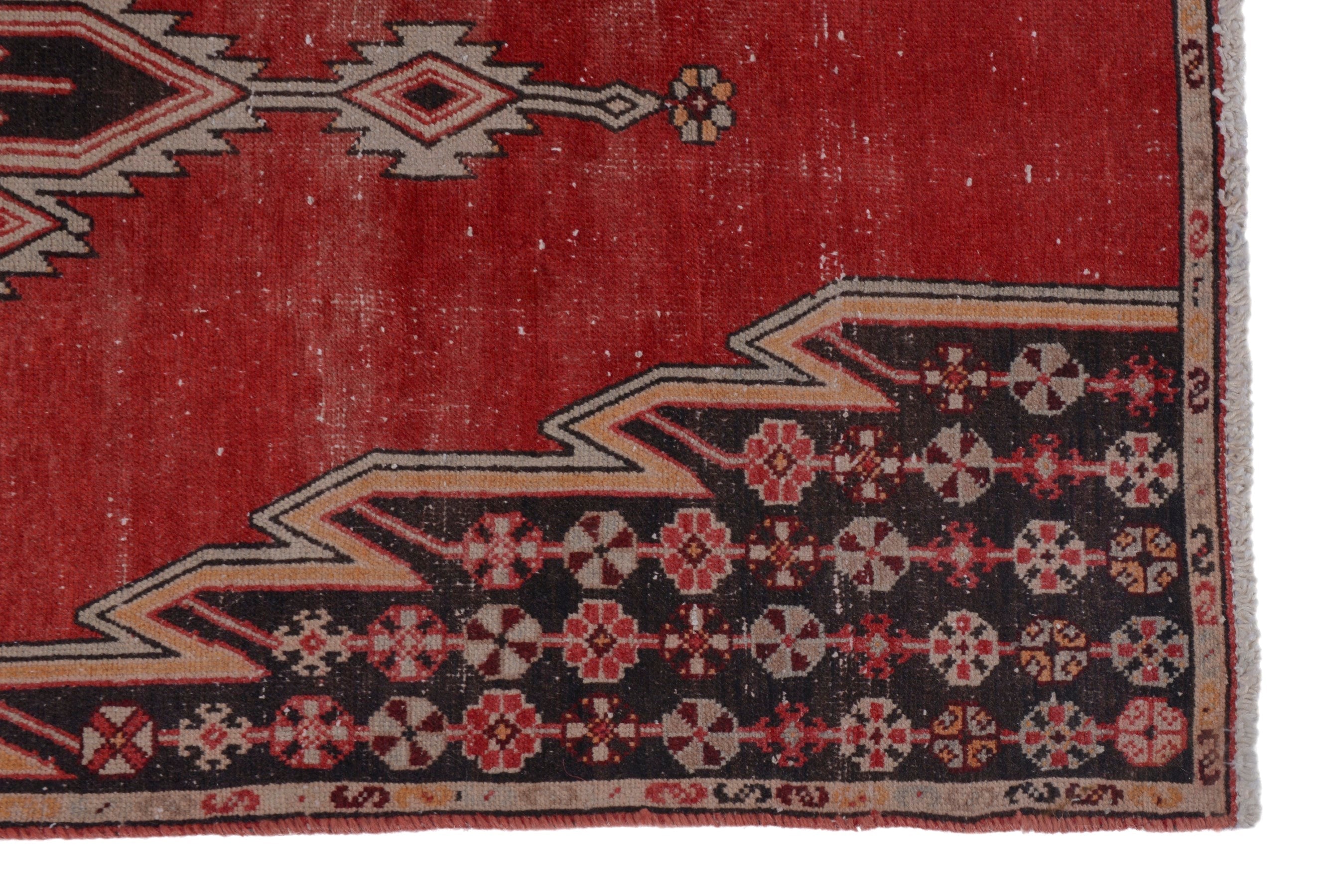 Persian Saveh accent rug in deep red and walnut, view 5 of 17
