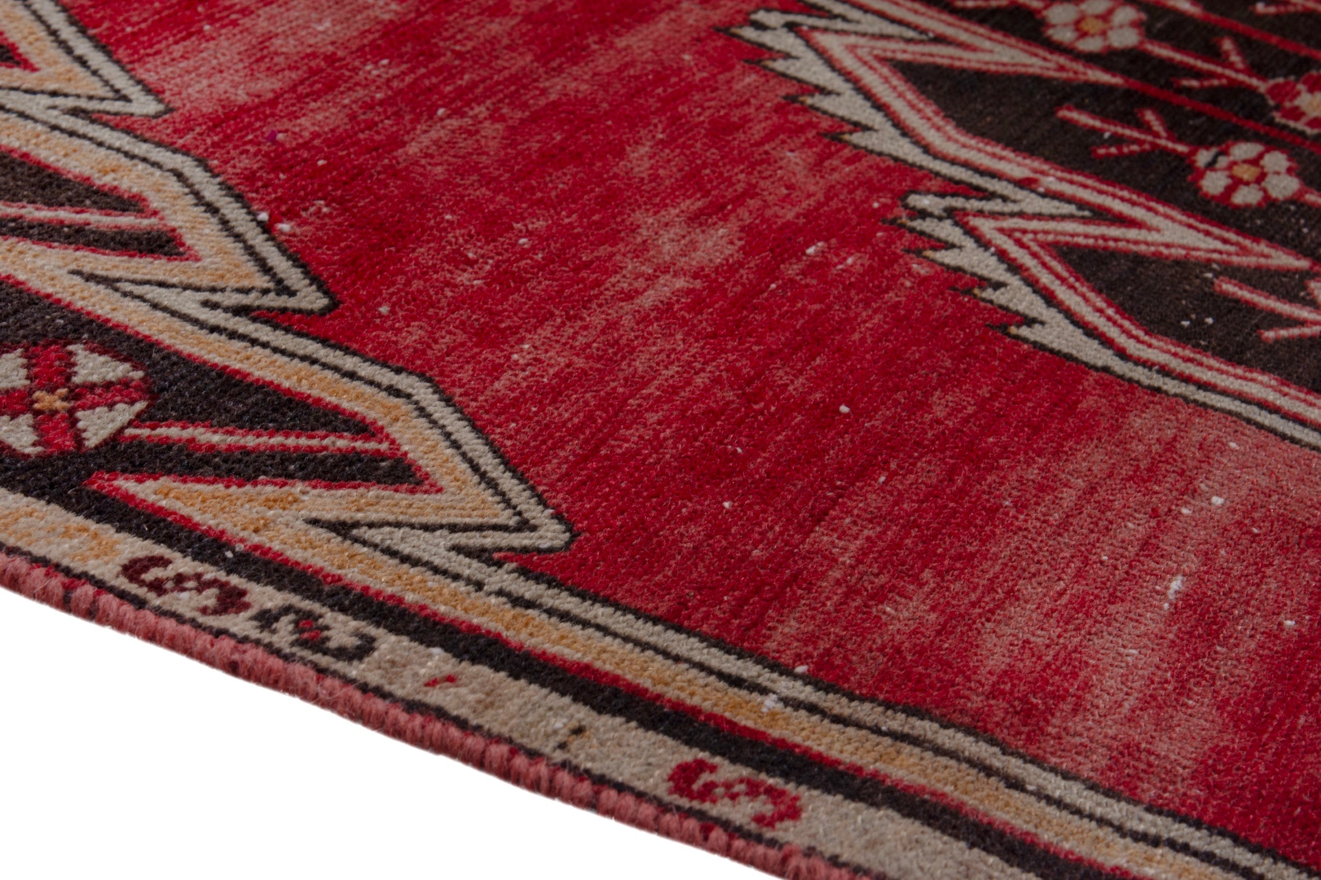 Persian Saveh accent rug in deep red and walnut, view 8 of 17