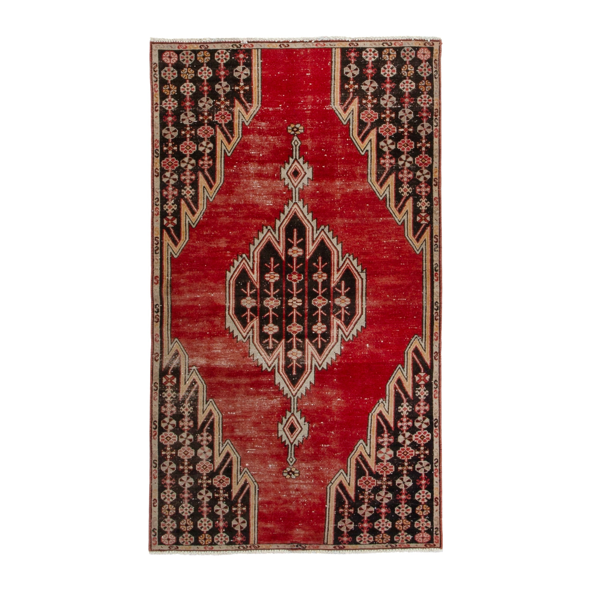 Persian Saveh accent rug in deep red and walnut, 3'2" x 5'8"