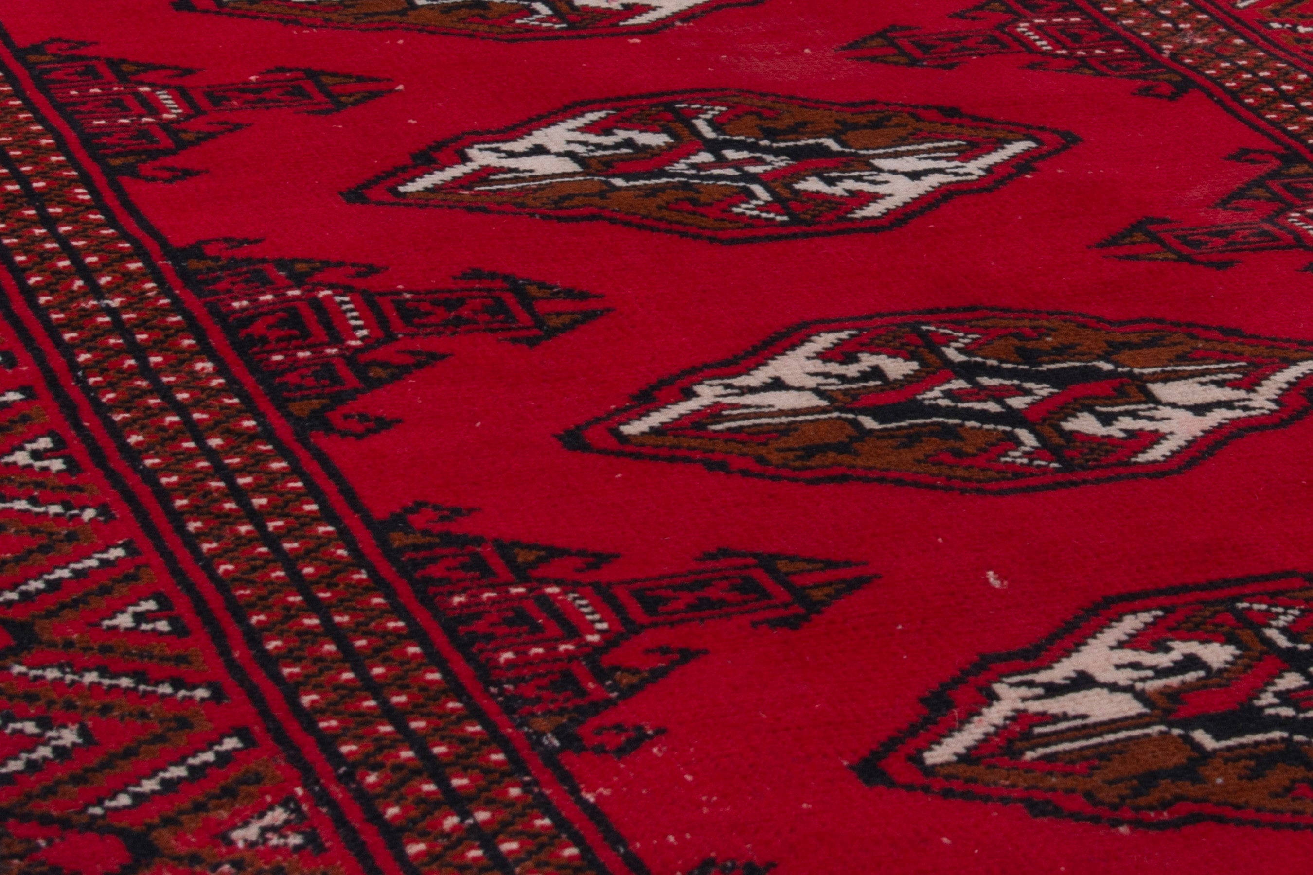 Persian Torkaman accent rug in deep red and burgundy, view 10 of 17