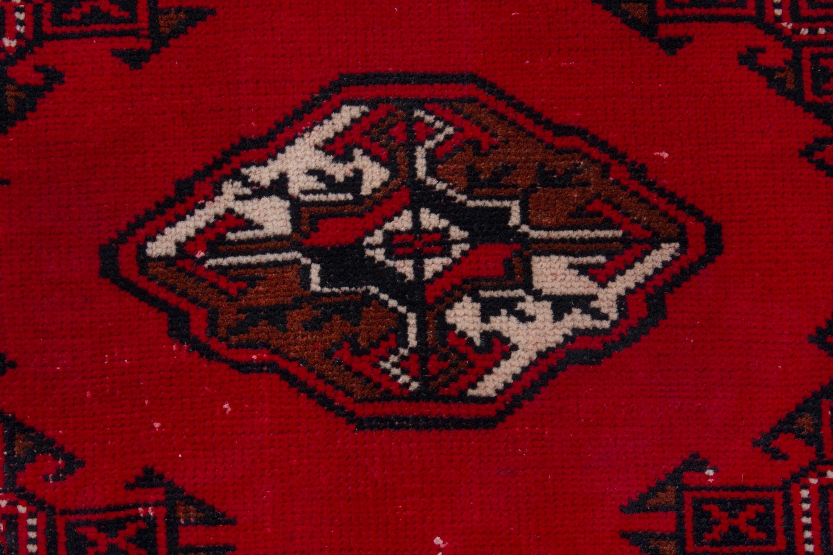 Persian Torkaman accent rug in deep red and burgundy, view 12 of 17