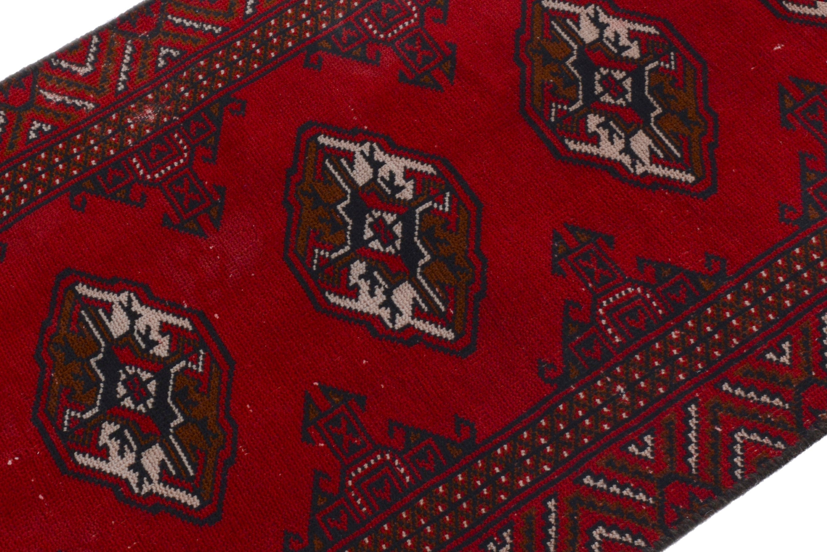 Persian Torkaman accent rug in deep red and burgundy, view 6 of 17
