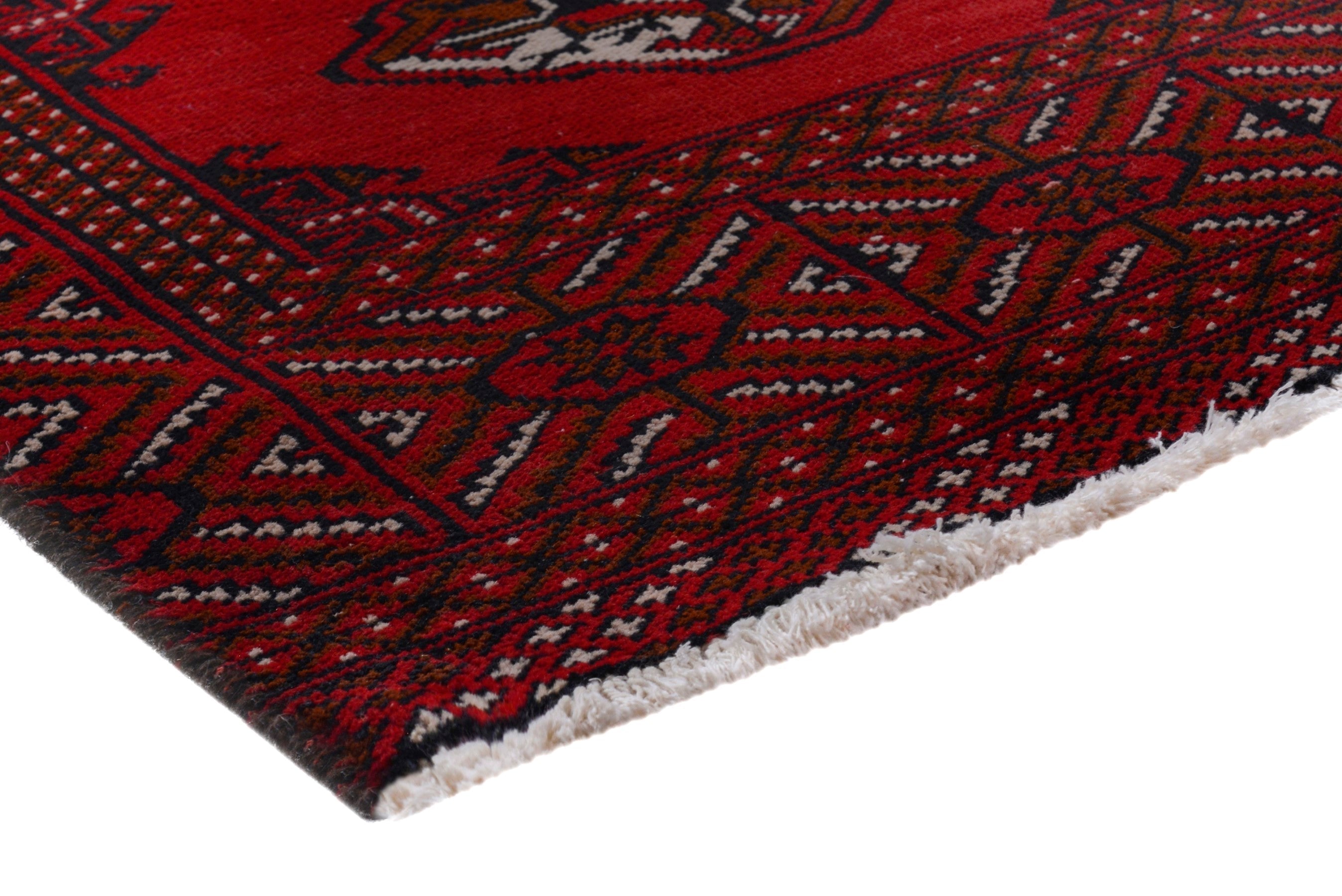Persian Torkaman accent rug in deep red and burgundy, view 4 of 17