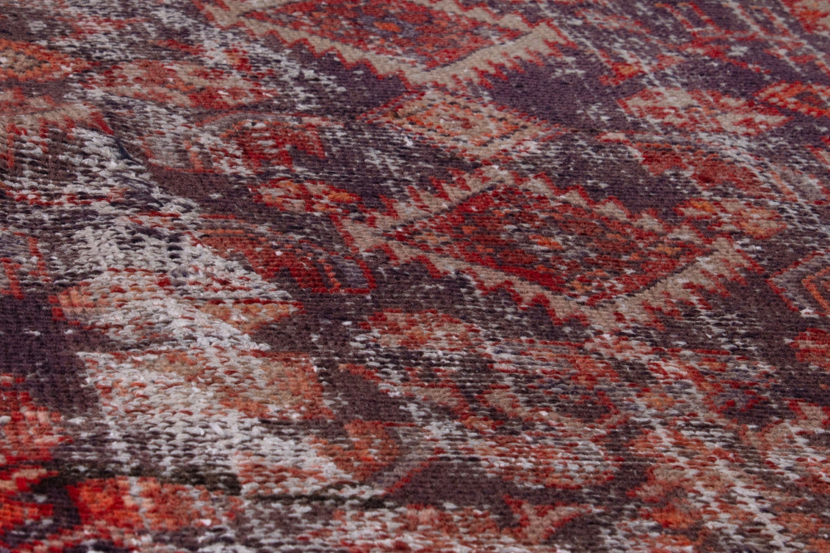 Persian Baluch runner rug in greige and deep red, view 10 of 18