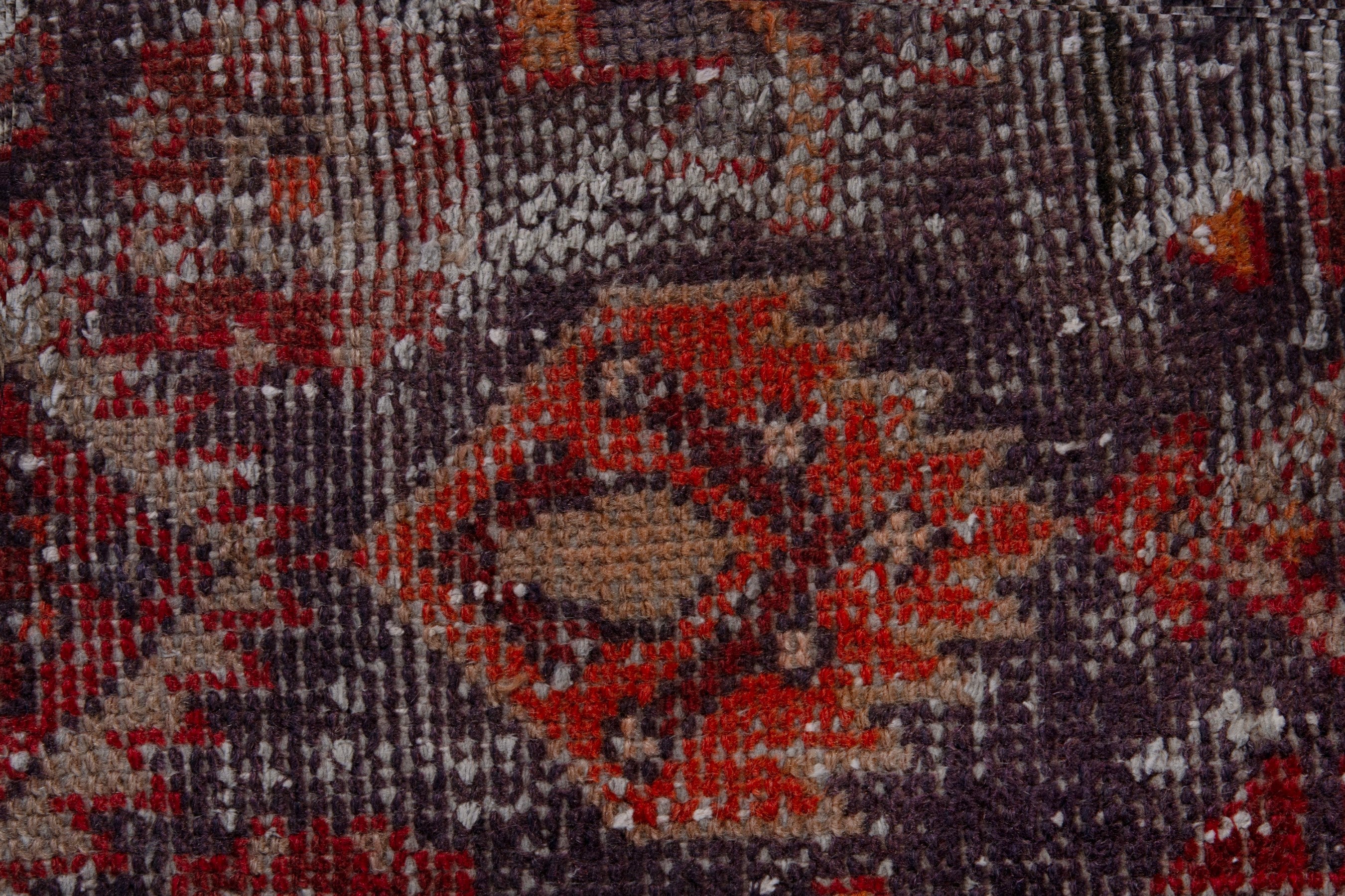 Persian Baluch runner rug in greige and deep red, view 11 of 18