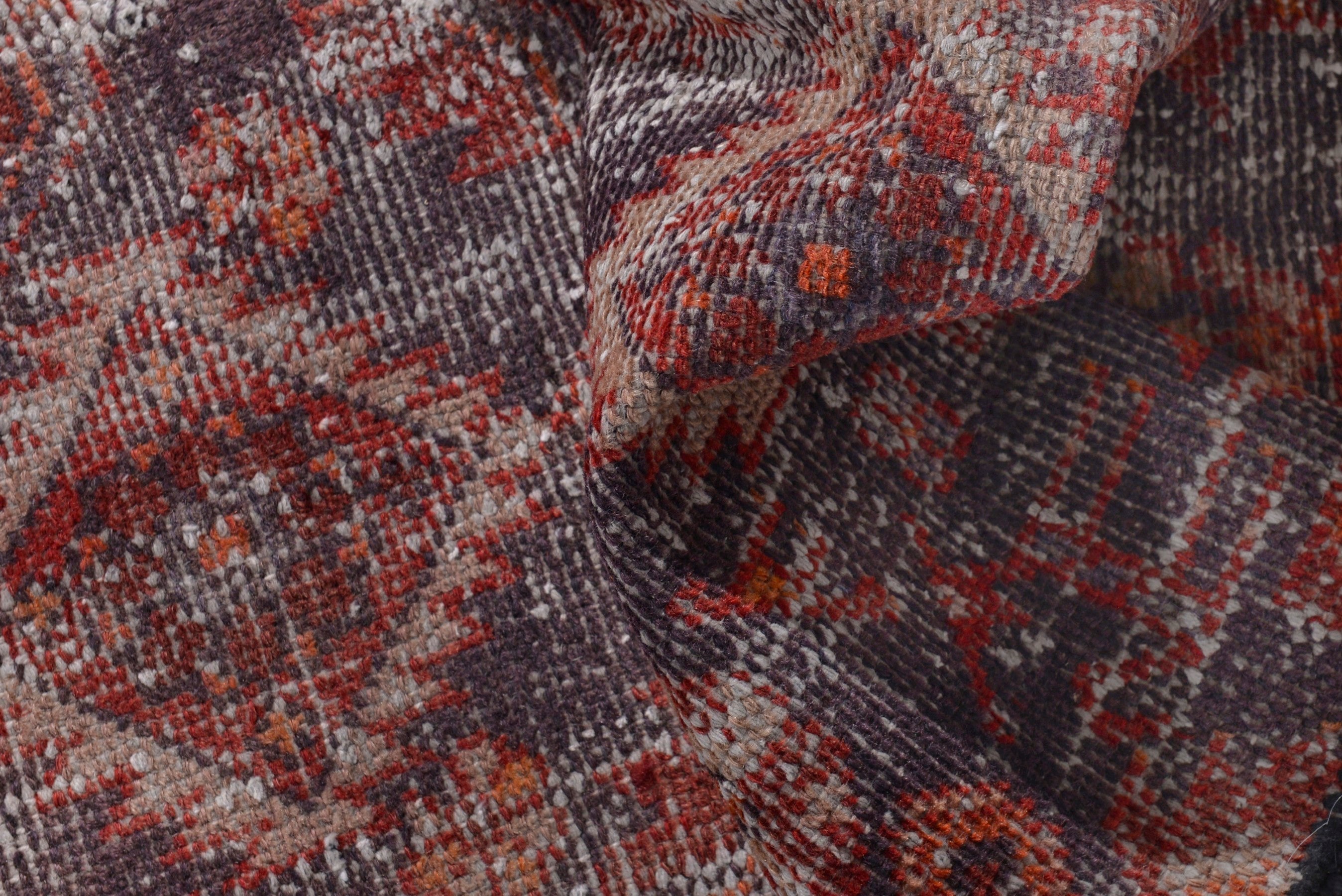 Persian Baluch runner rug in greige and deep red, view 14 of 18