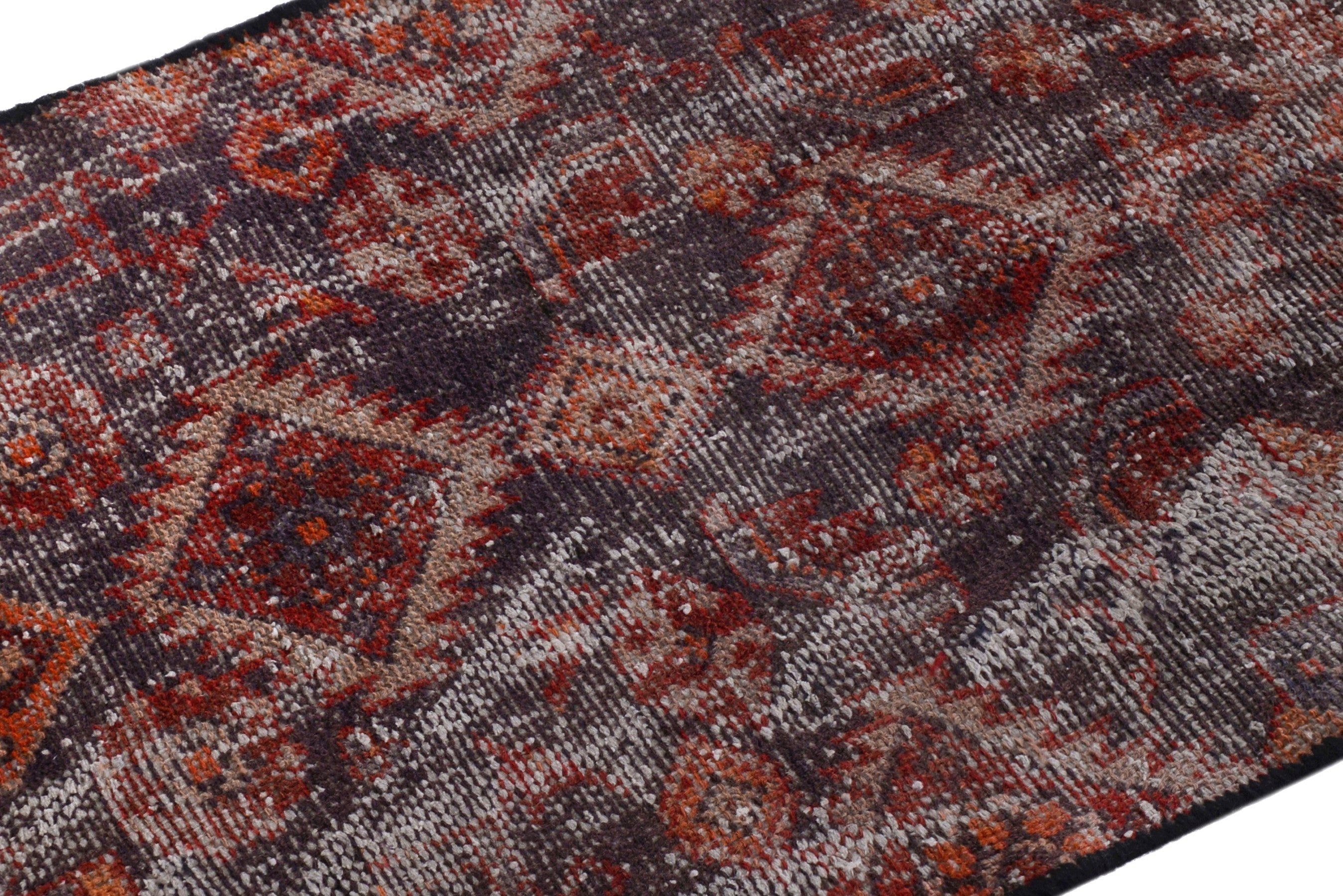 Persian Baluch runner rug in greige and deep red, view 6 of 18