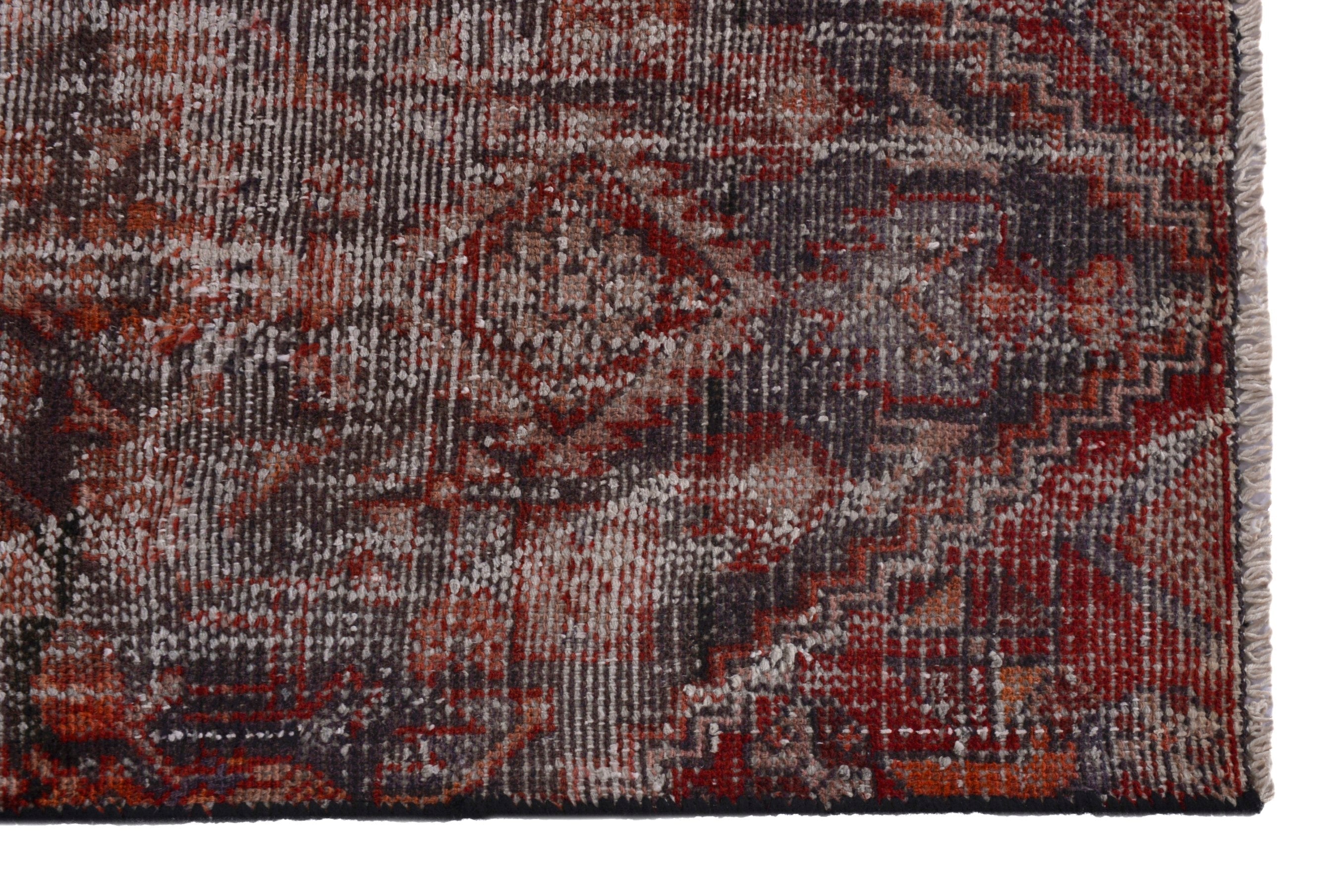 Persian Baluch runner rug in greige and deep red, view 5 of 18