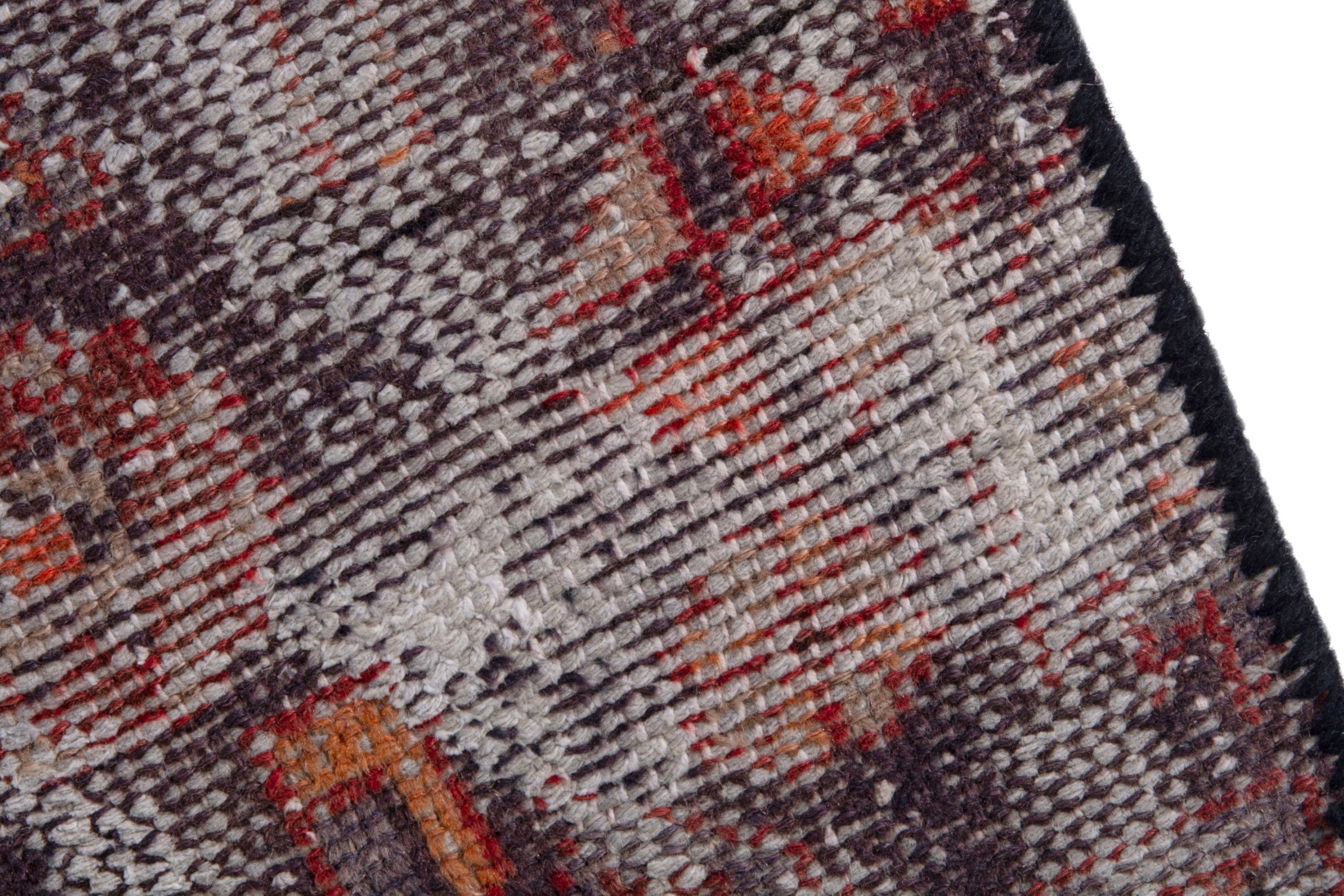 Persian Baluch runner rug in greige and deep red, view 7 of 18