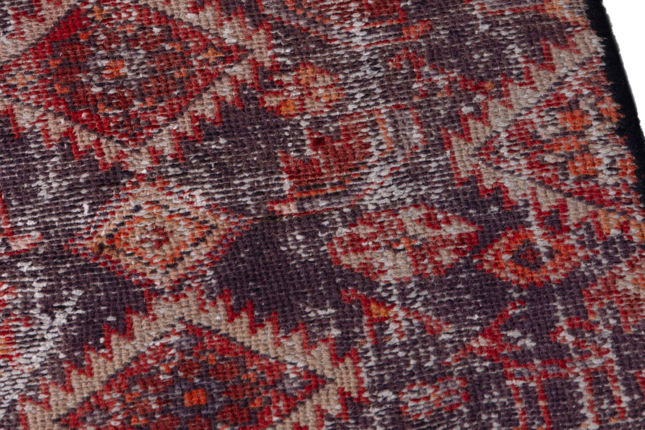 Persian Baluch runner rug in greige and deep red, view 9 of 18