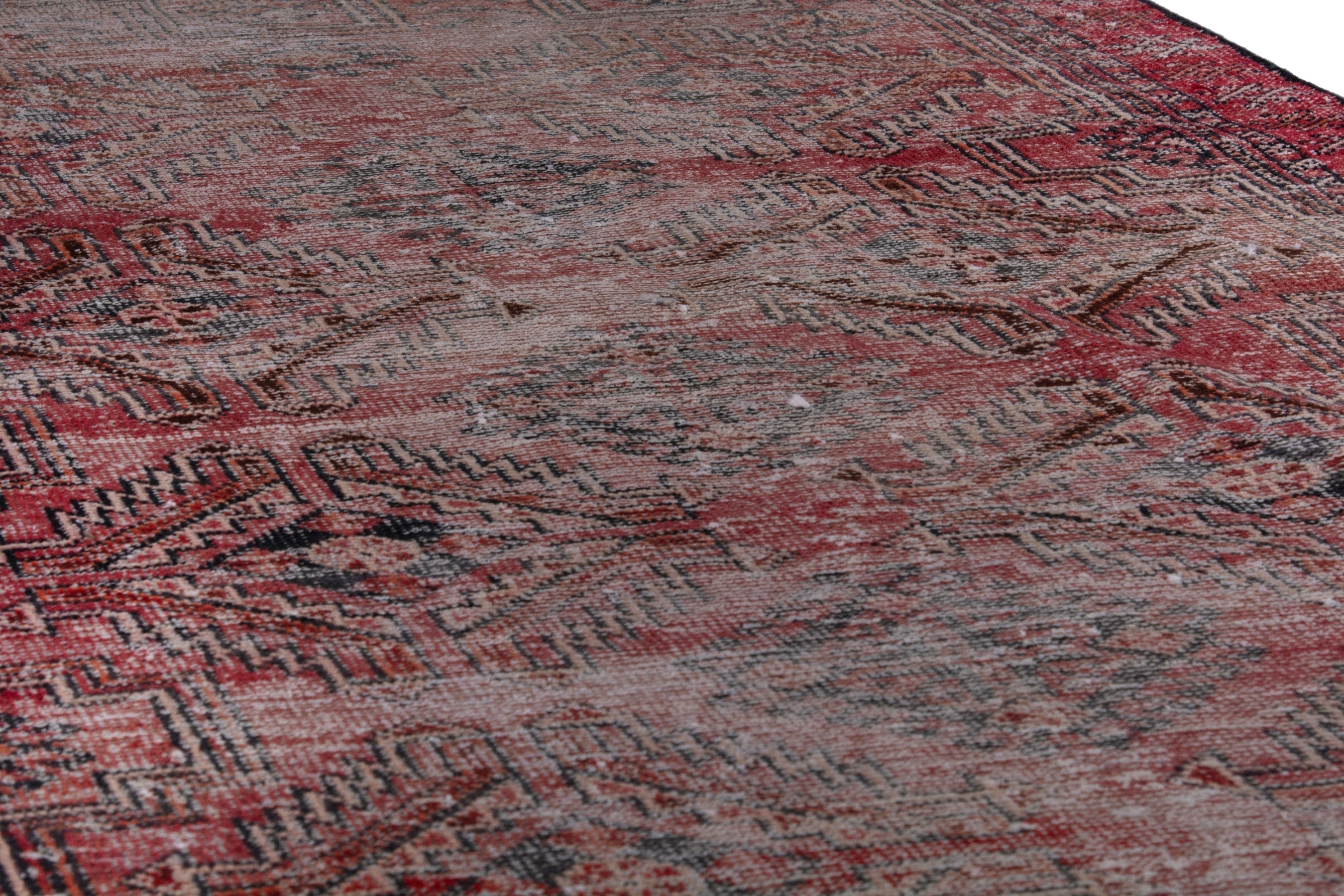 Persian Ferdos accent rug in greige and faded red, view 10 of 18