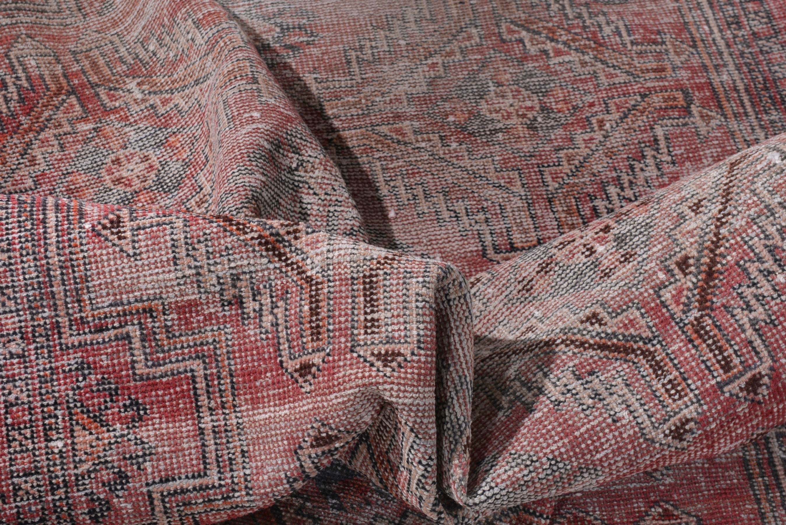 Persian Ferdos accent rug in greige and faded red, view 14 of 18