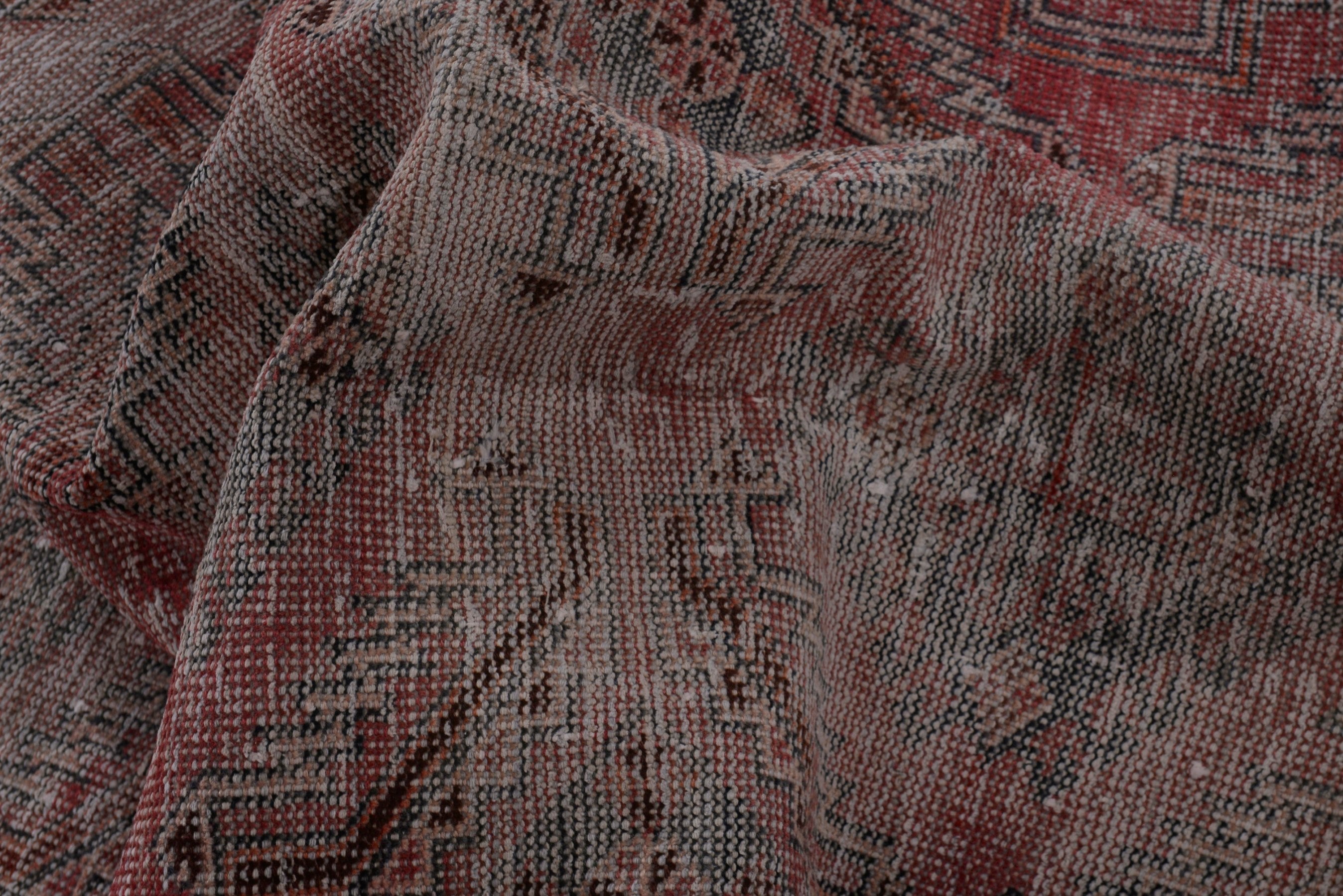 Persian Ferdos accent rug in greige and faded red, view 17 of 18