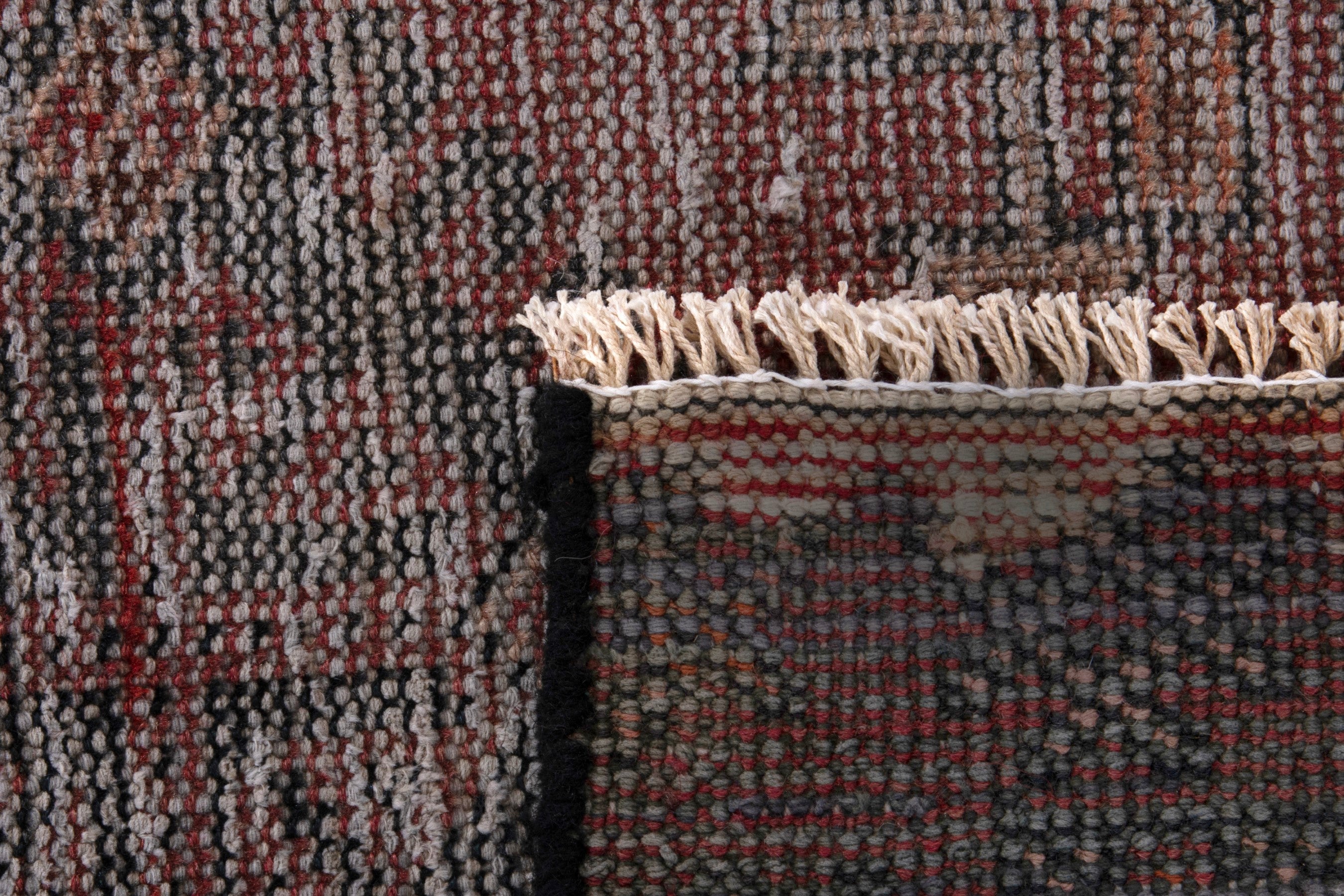 Persian Ferdos accent rug in greige and faded red, view 18 of 18