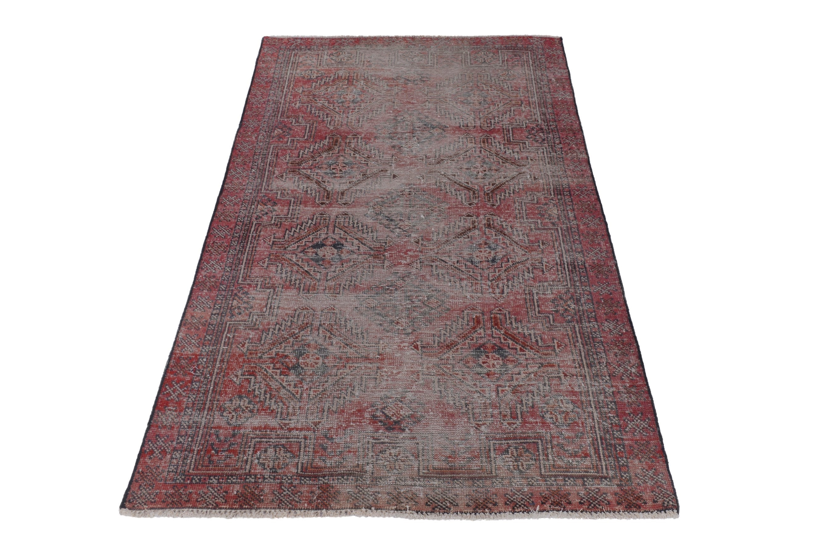 Persian Ferdos accent rug in greige and faded red, view 2 of 18