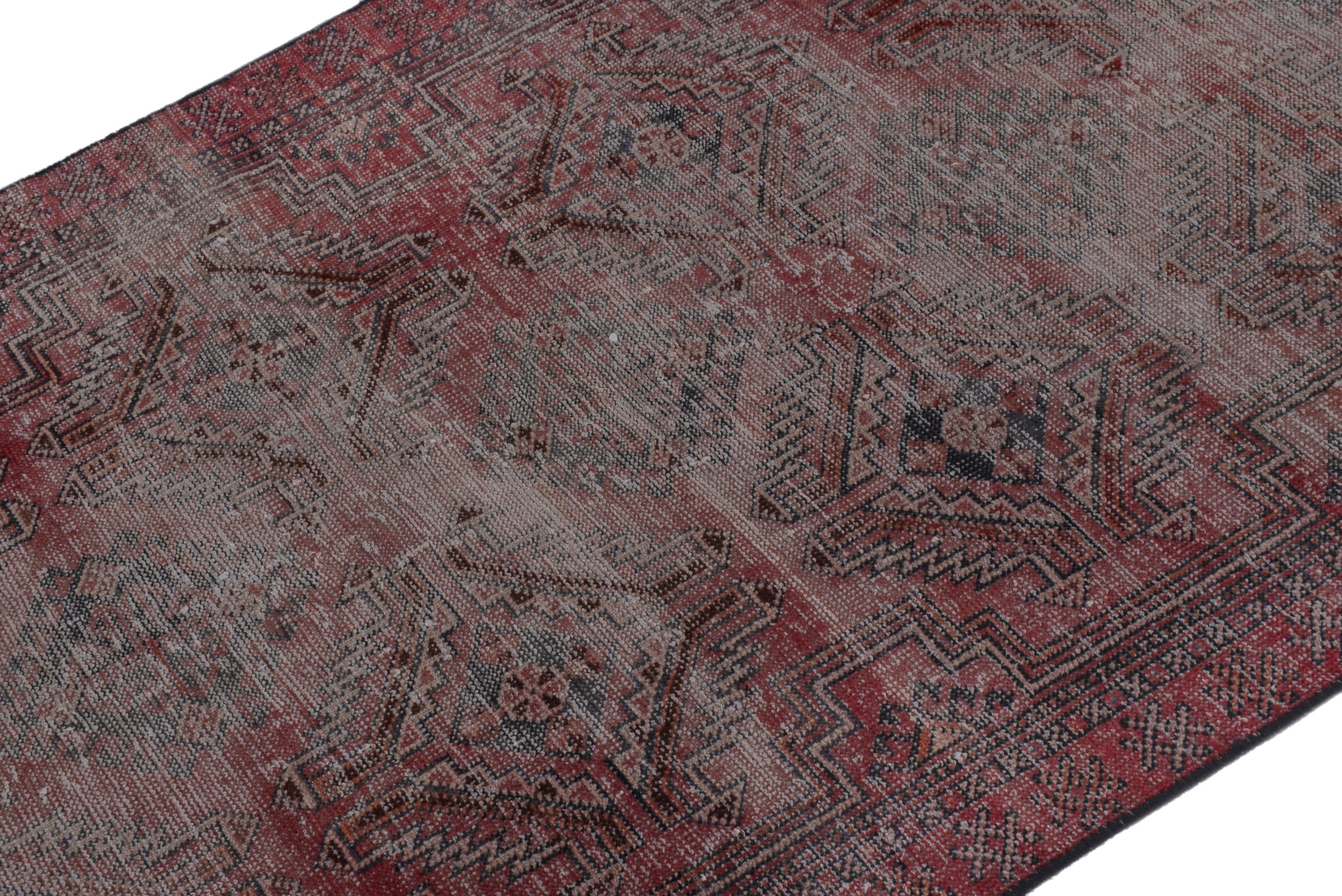Persian Ferdos accent rug in greige and faded red, view 6 of 18
