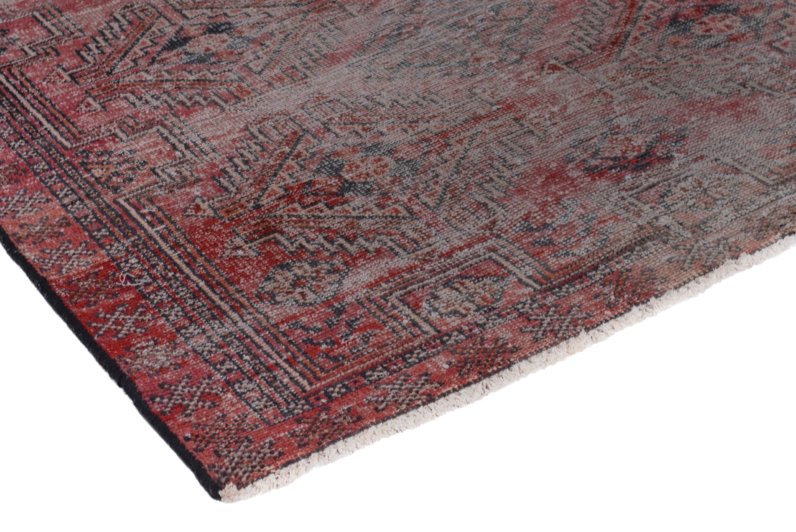 Persian Ferdos accent rug in greige and faded red, view 4 of 18
