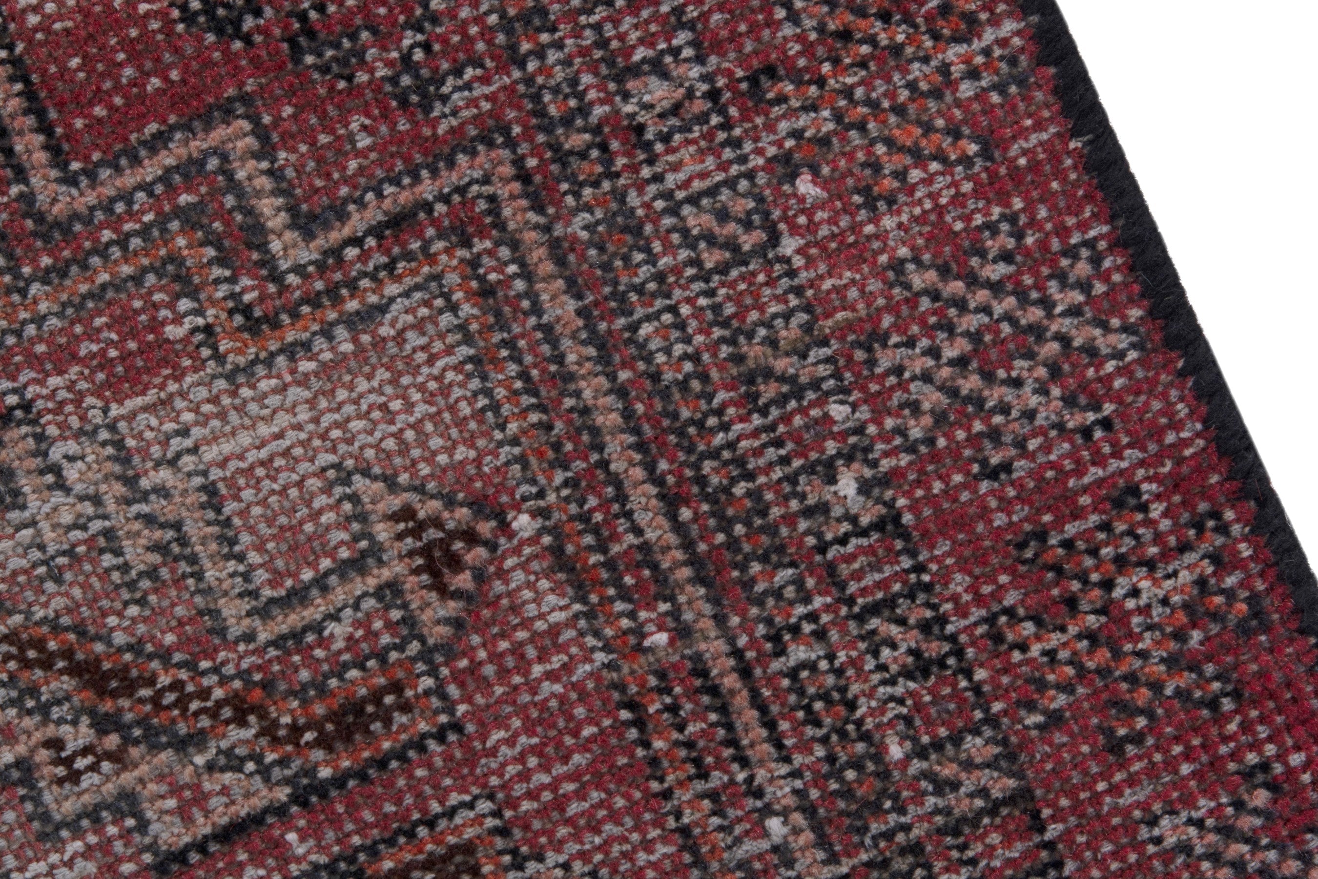 Persian Ferdos accent rug in greige and faded red, view 7 of 18