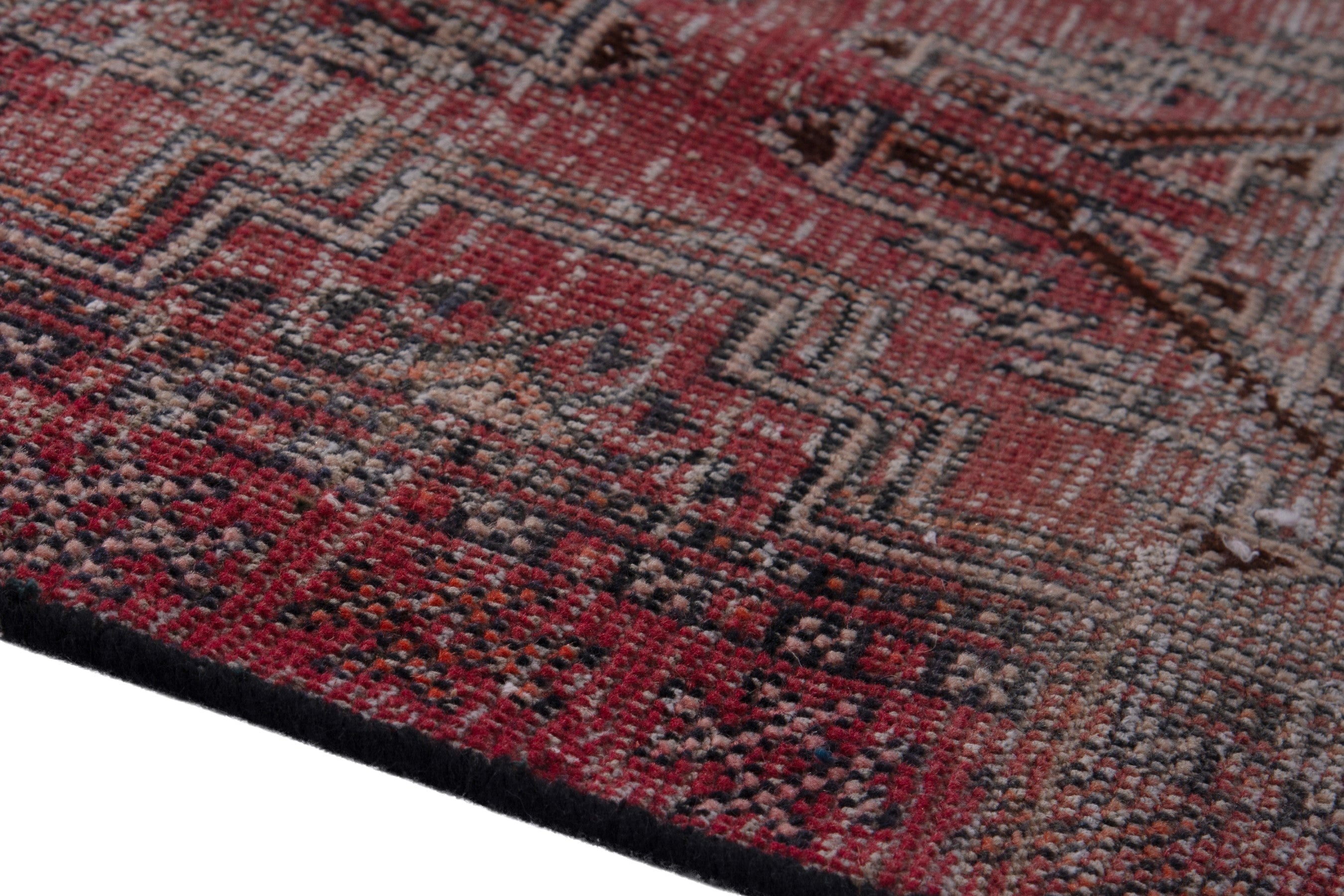 Persian Ferdos accent rug in greige and faded red, view 8 of 18