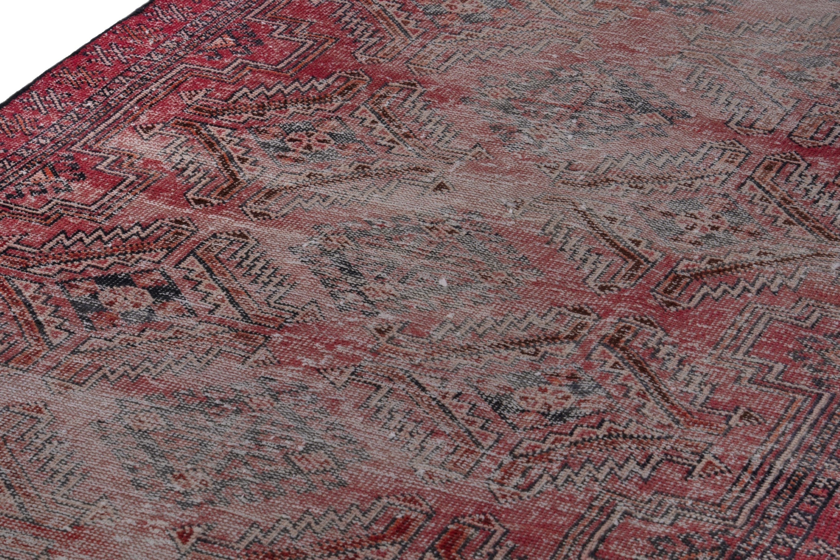 Persian Ferdos accent rug in greige and faded red, view 9 of 18