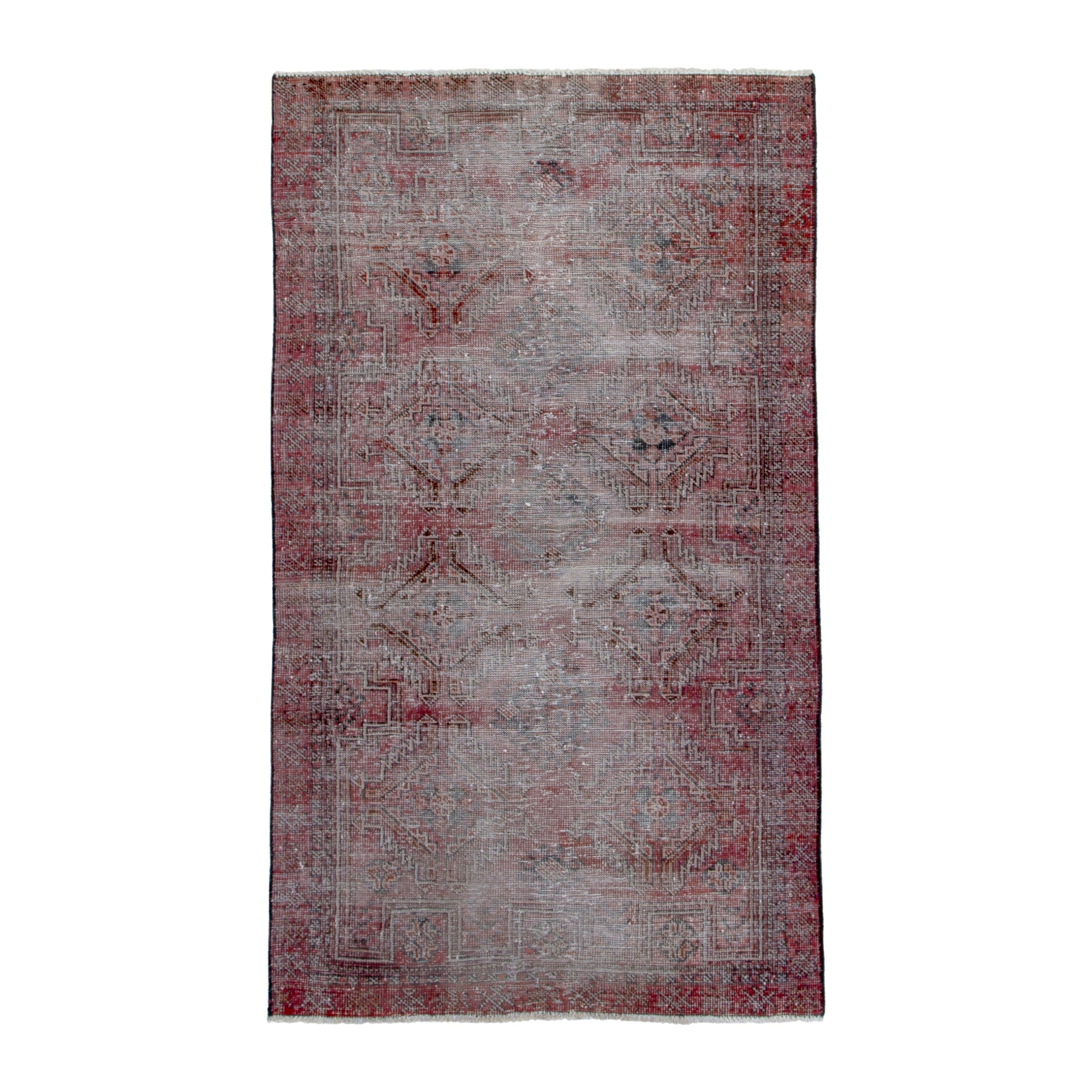 Persian Ferdos accent rug in greige and faded red, 3'5" x 6'6"