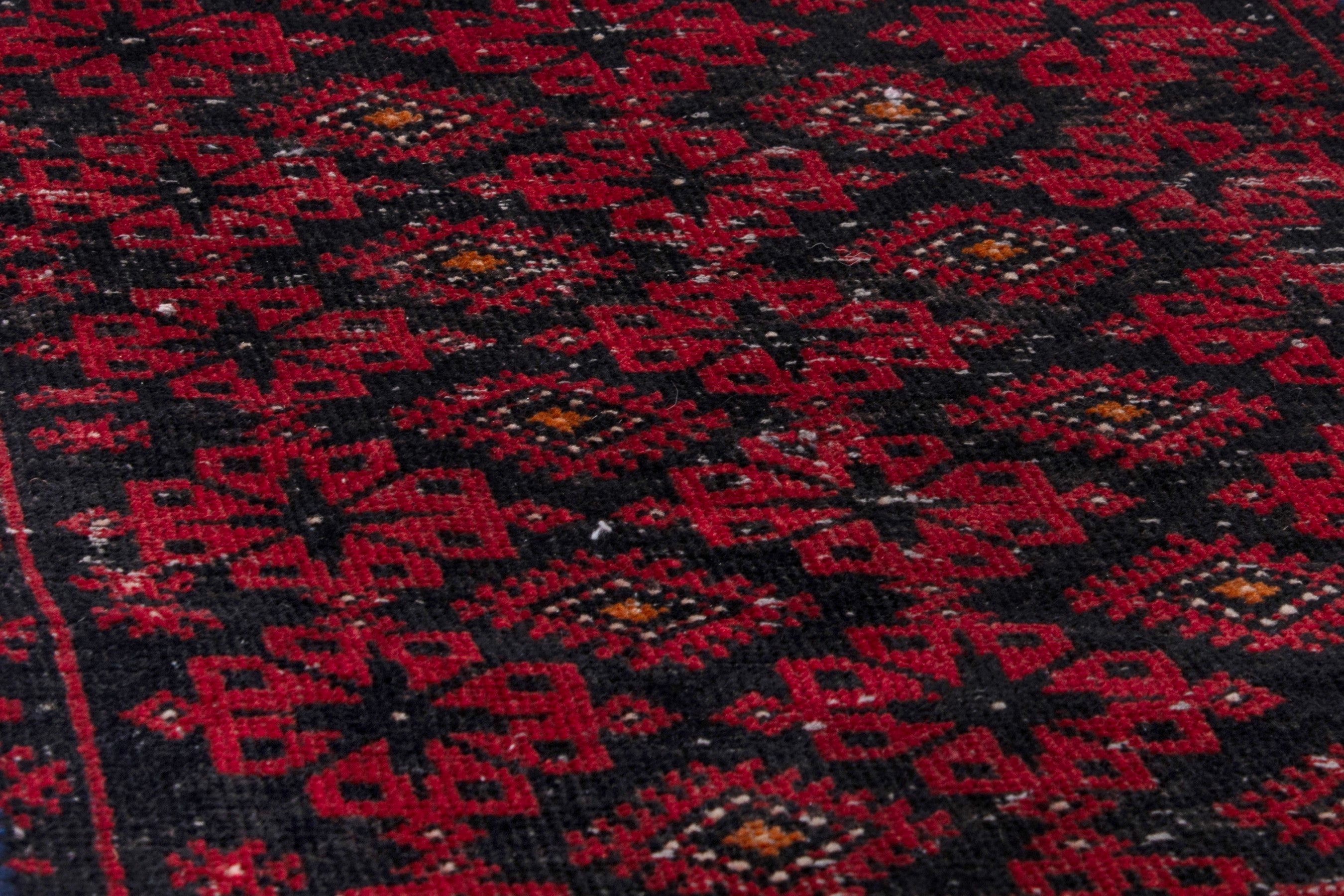 Persian Baluch accent rug in deep red and burgundy, view 10 of 17