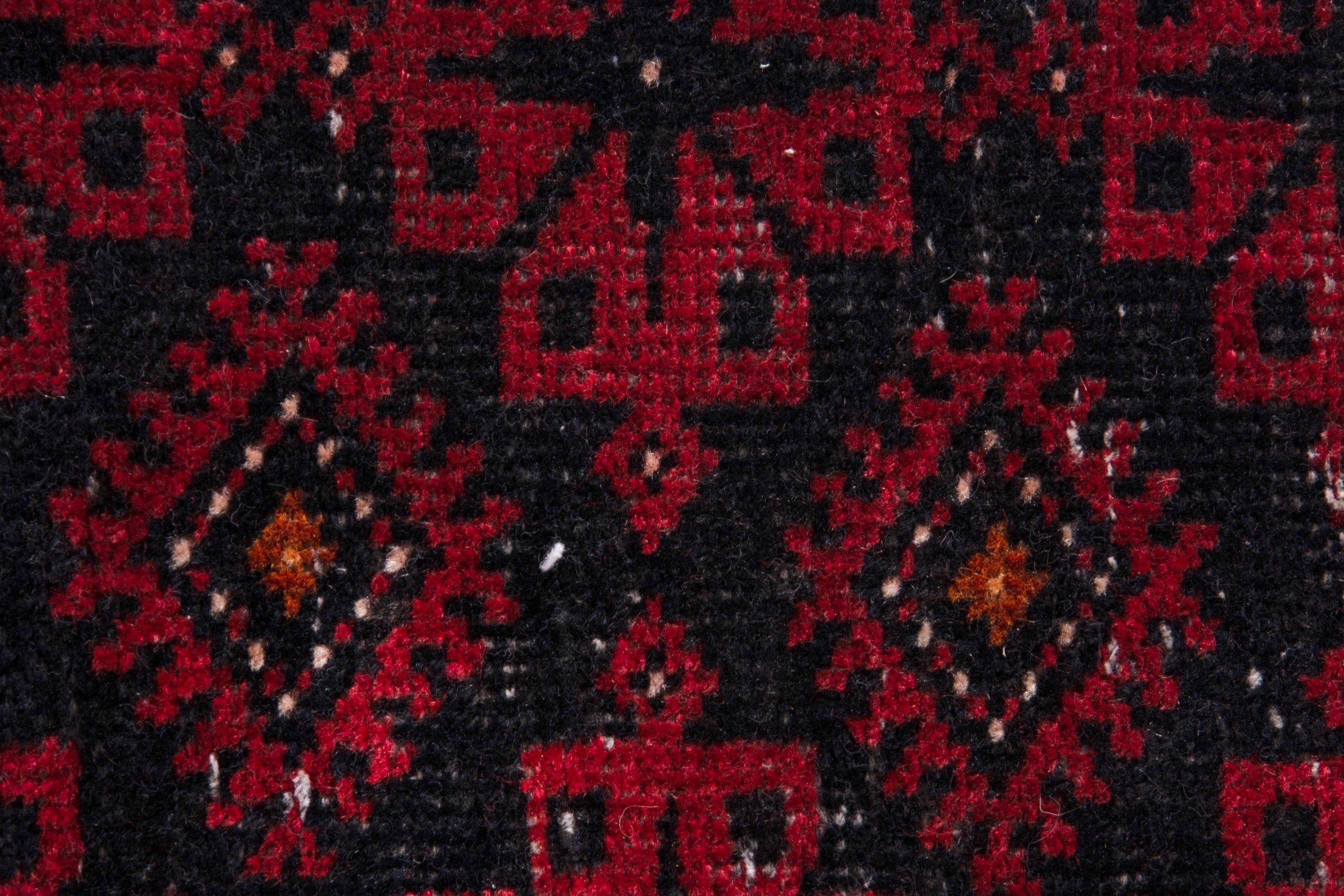 Persian Baluch accent rug in deep red and burgundy, view 12 of 17