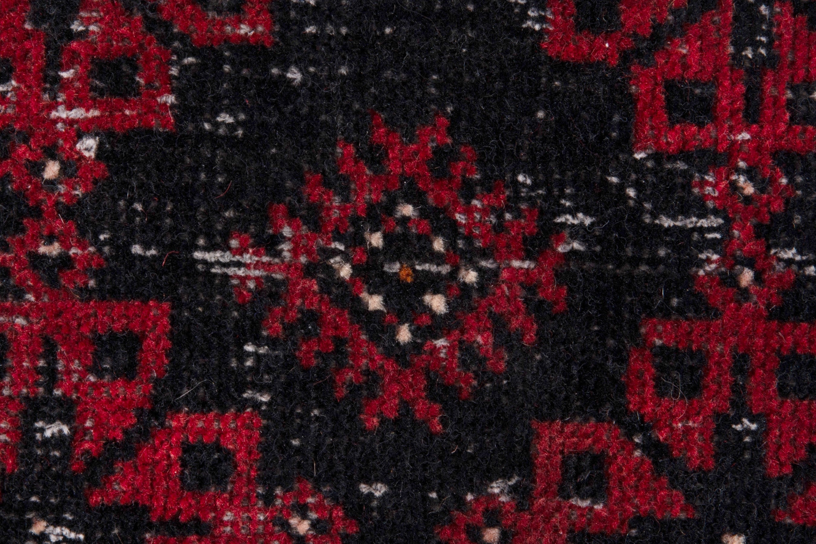 Persian Baluch accent rug in deep red and burgundy, view 13 of 17