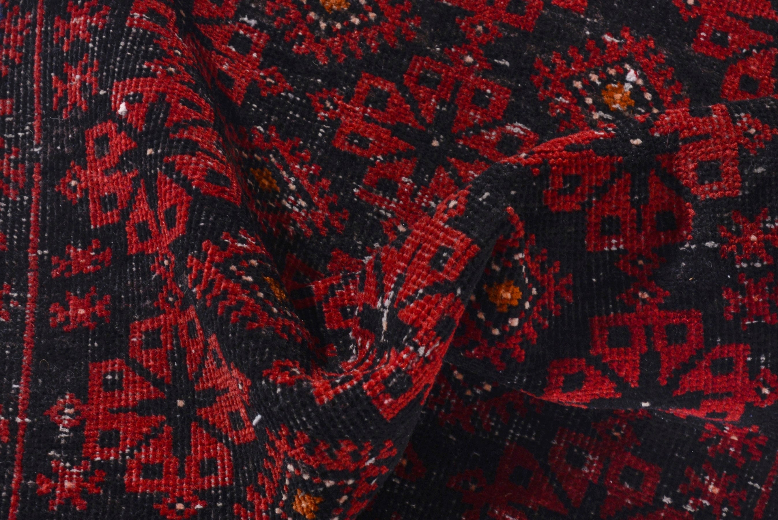 Persian Baluch accent rug in deep red and burgundy, view 14 of 17
