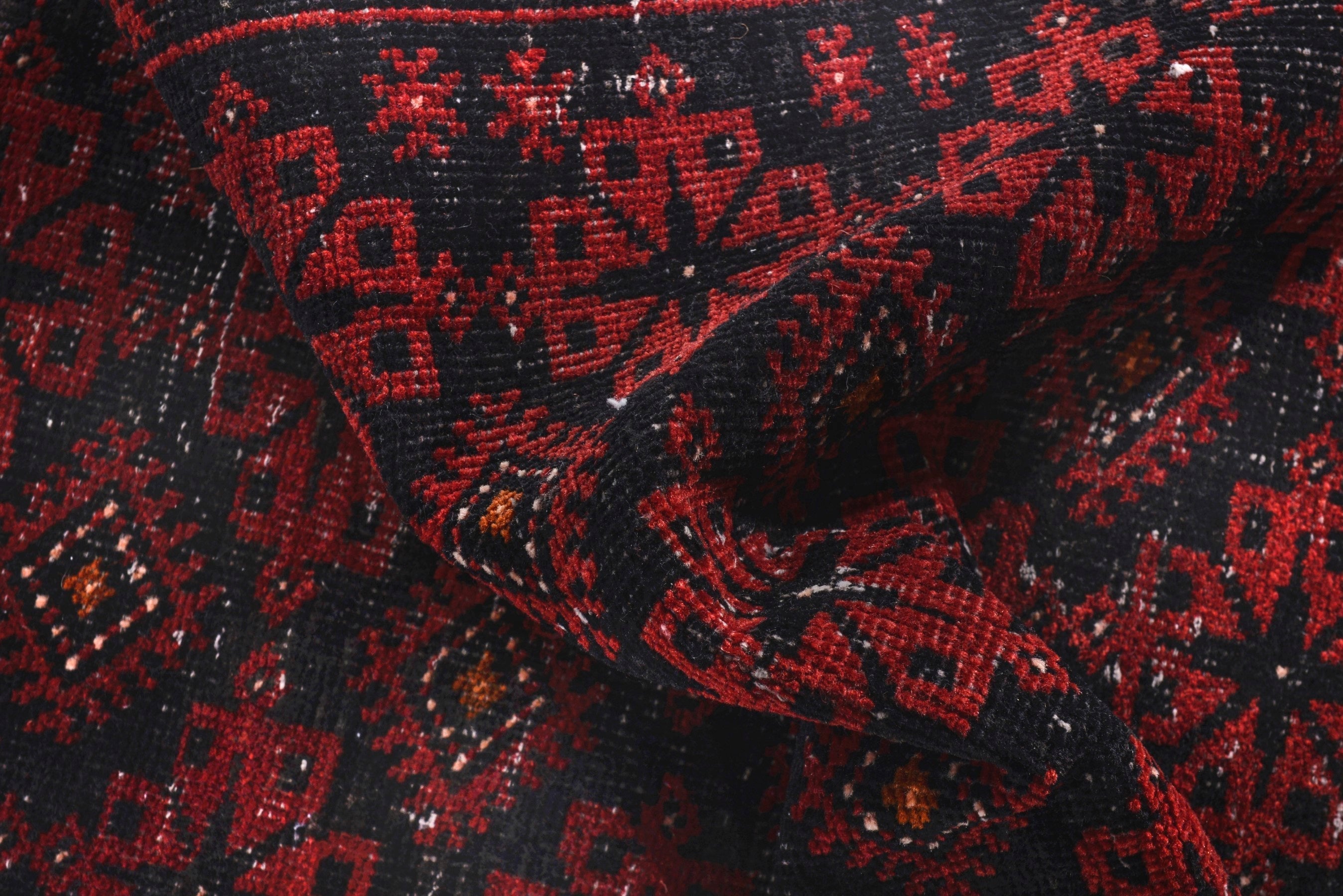 Persian Baluch accent rug in deep red and burgundy, view 15 of 17