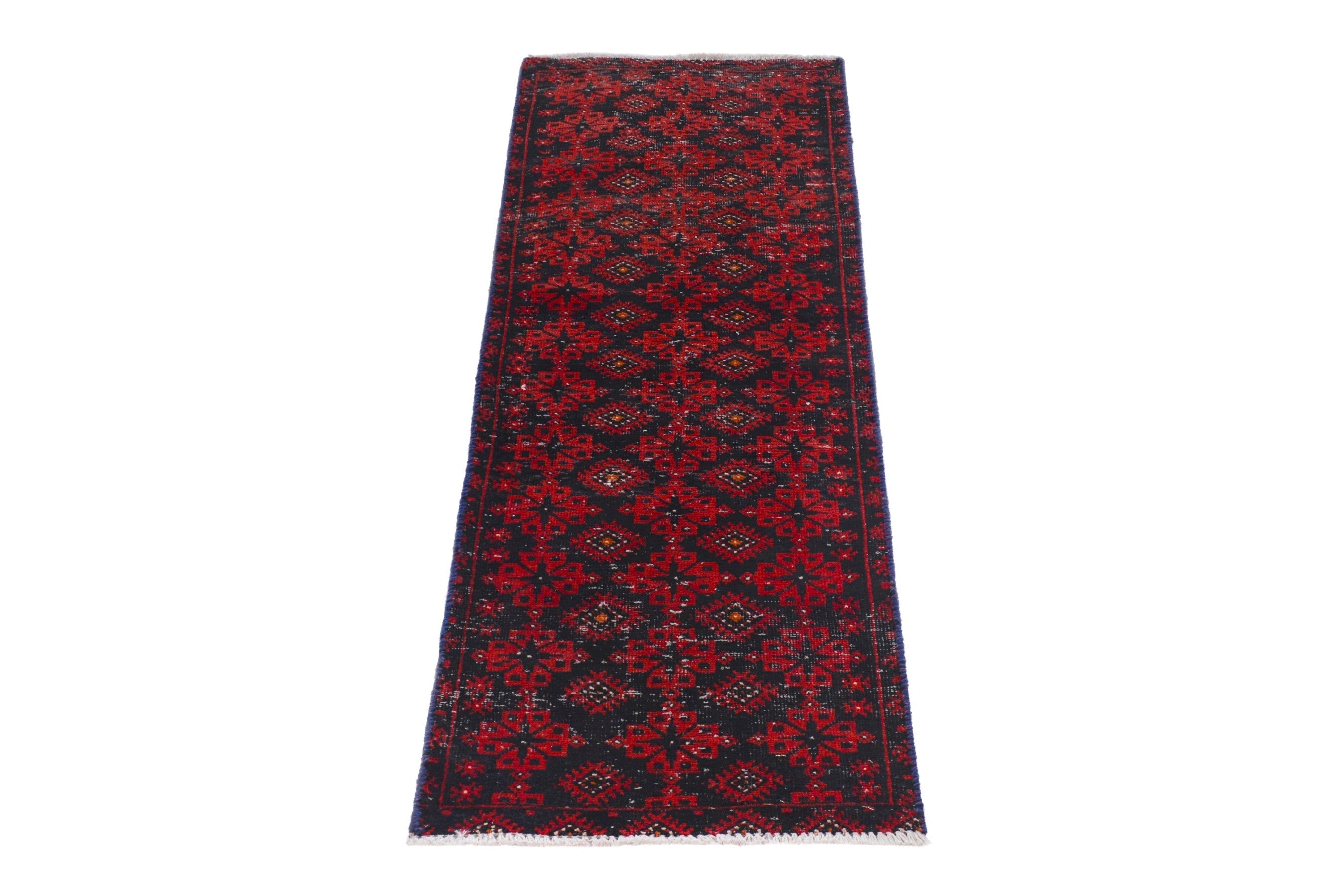 Persian Baluch accent rug in deep red and burgundy, view 3 of 17