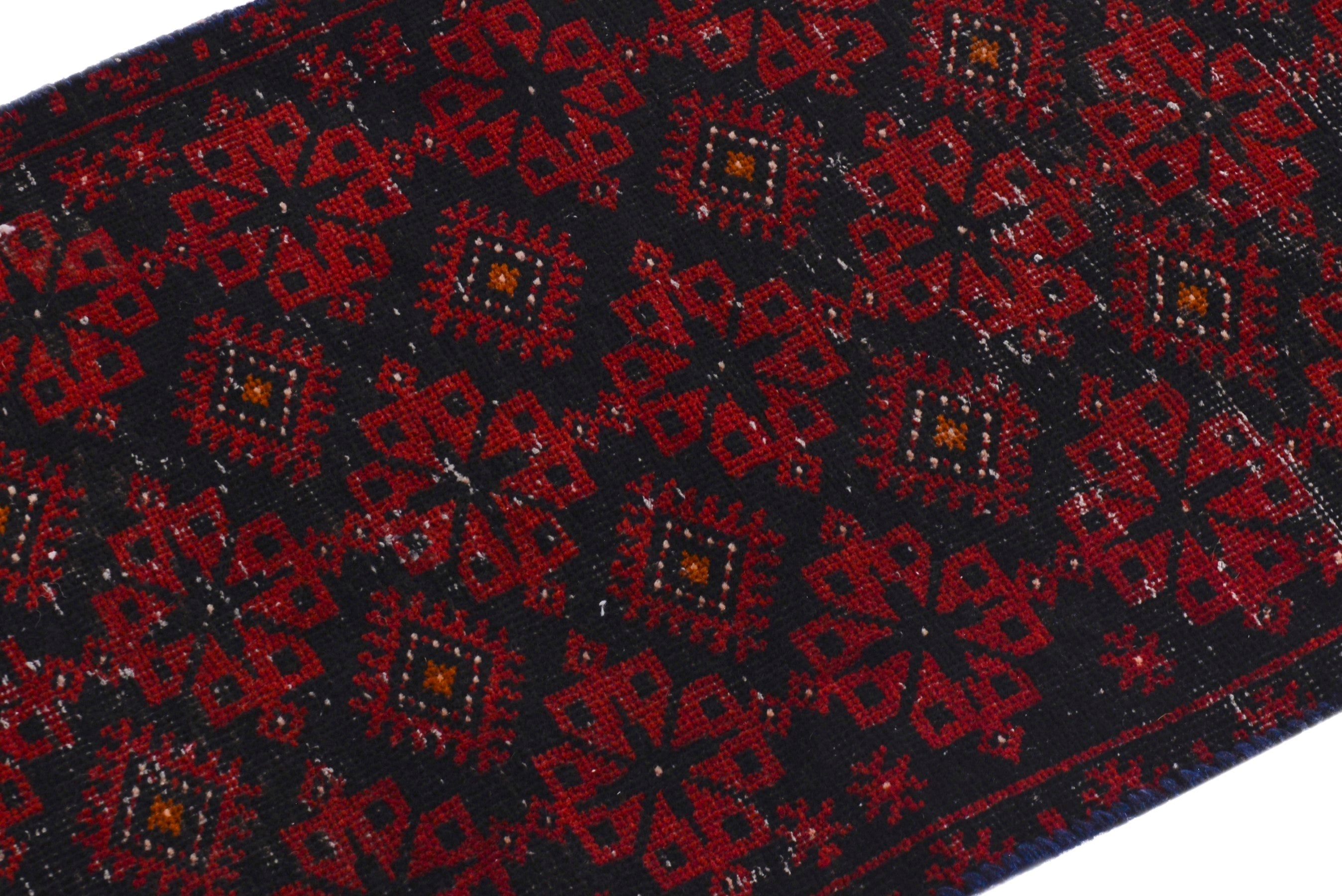 Persian Baluch accent rug in deep red and burgundy, view 6 of 17
