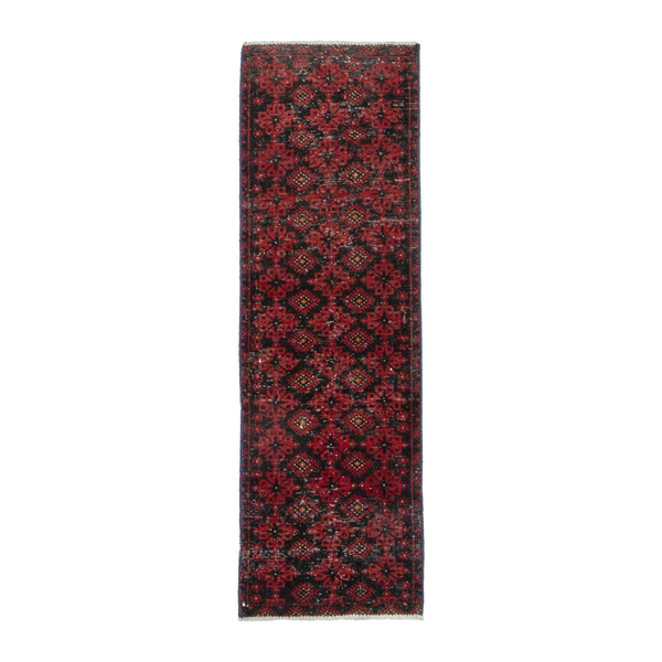 Persian Baluch runner rug in deep red and burgundy, 1'8" x 5'3"