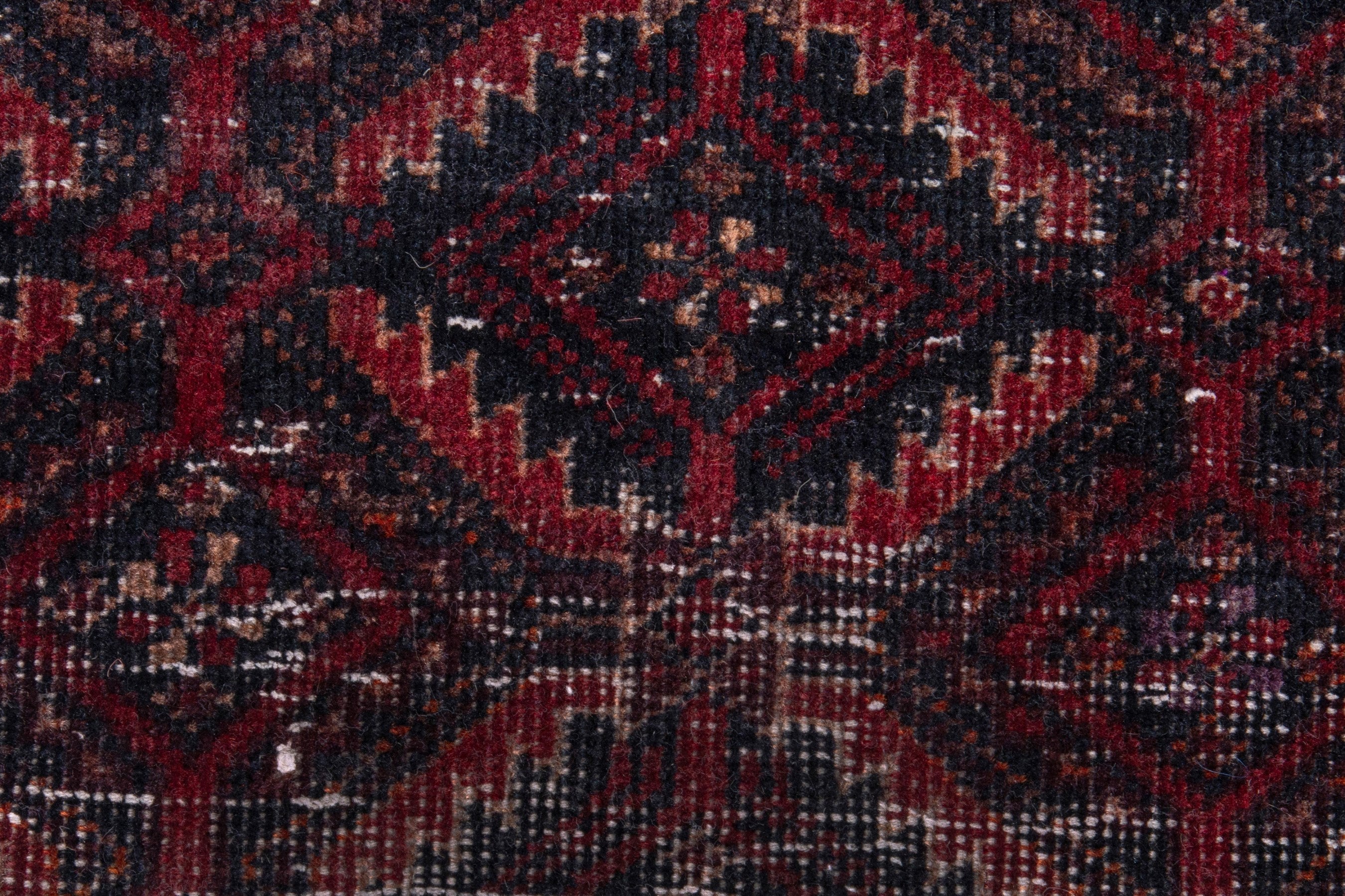 Persian Baluch runner rug in burgundy and rust, view 12 of 18