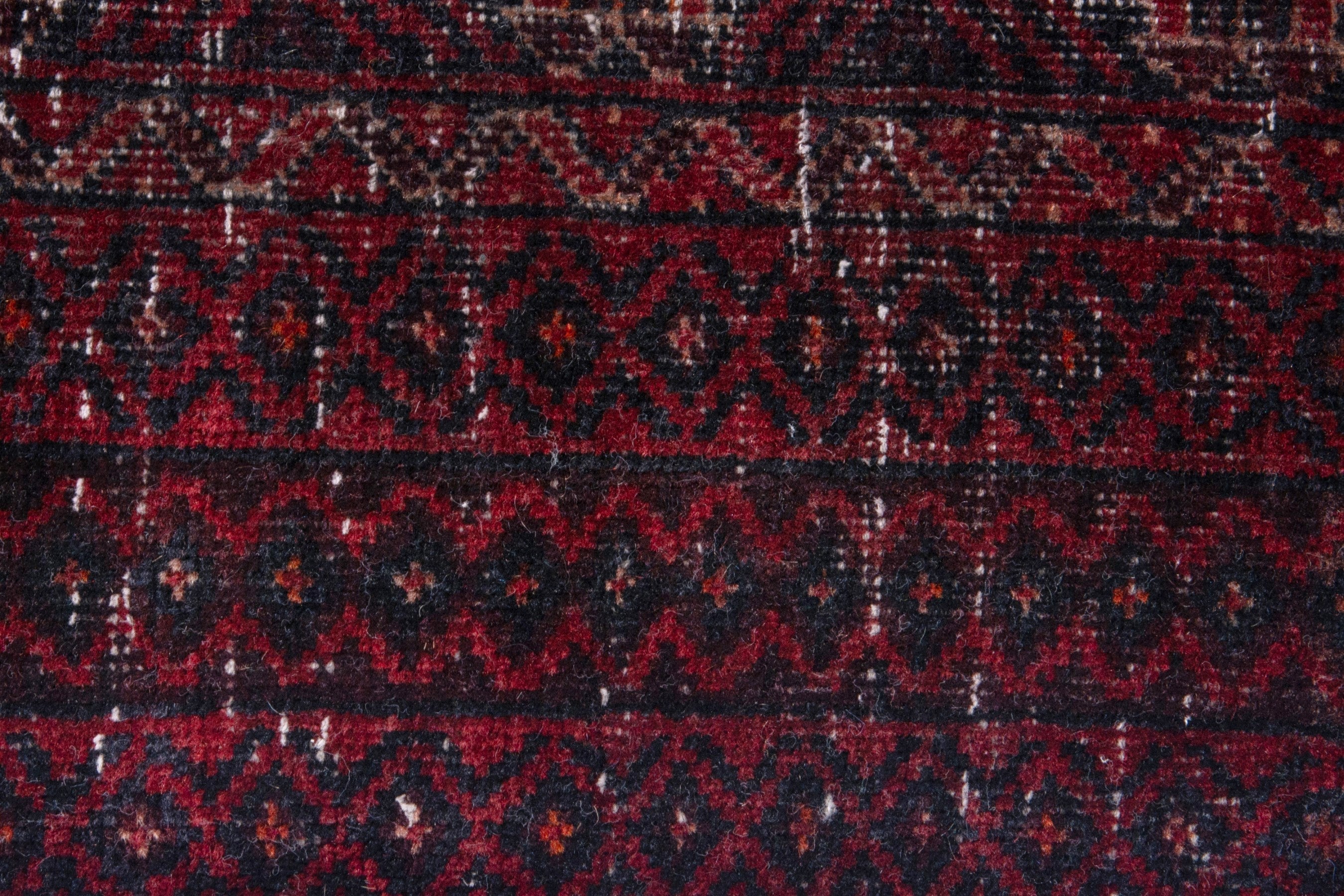 Persian Baluch runner rug in burgundy and rust, view 13 of 18