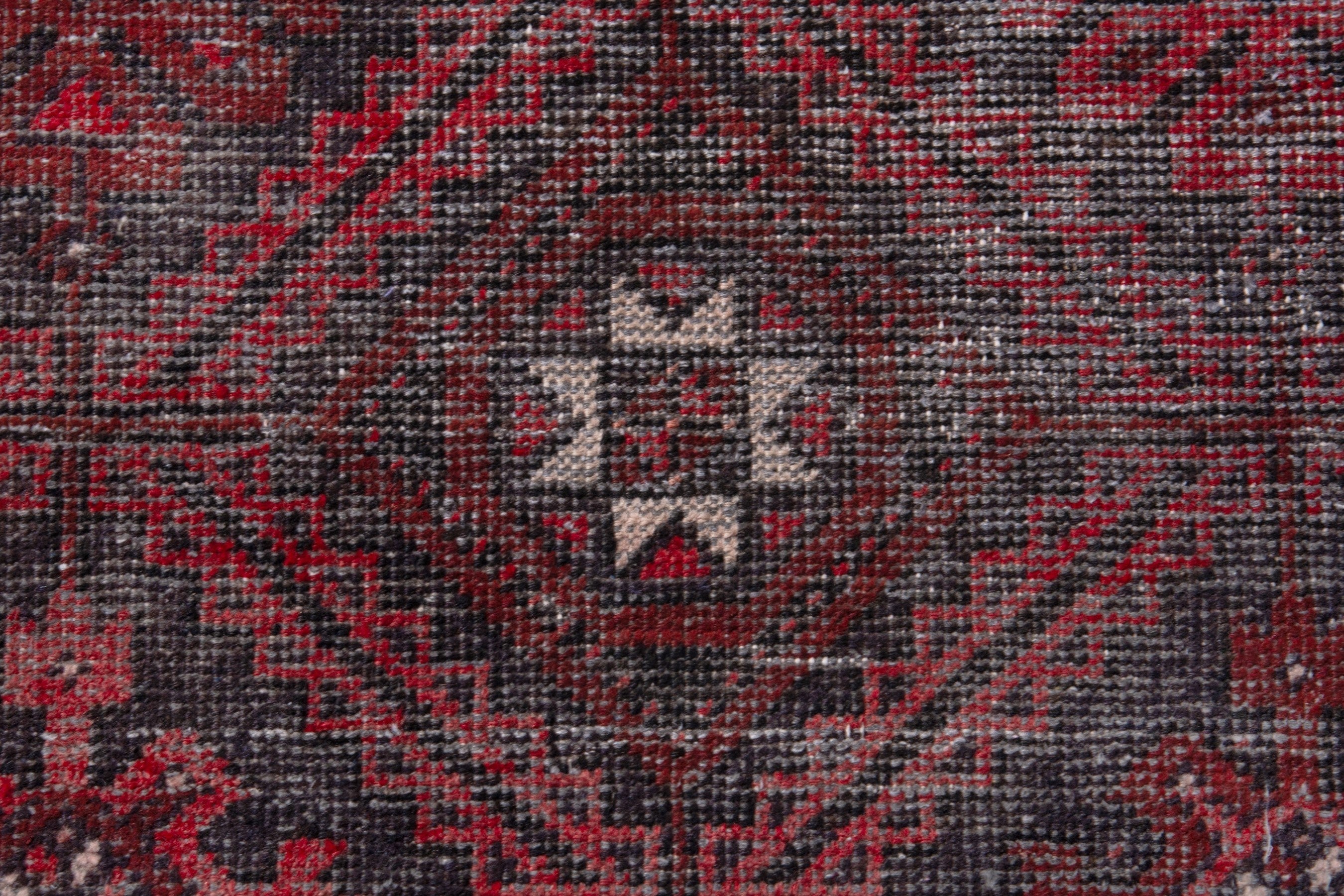 Persian Baluch accent rug in burgundy and deep red, view 11 of 16
