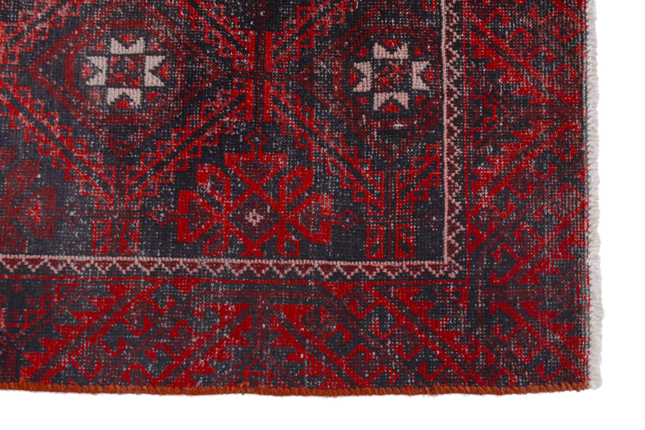 Persian Baluch accent rug in burgundy and deep red, view 5 of 16