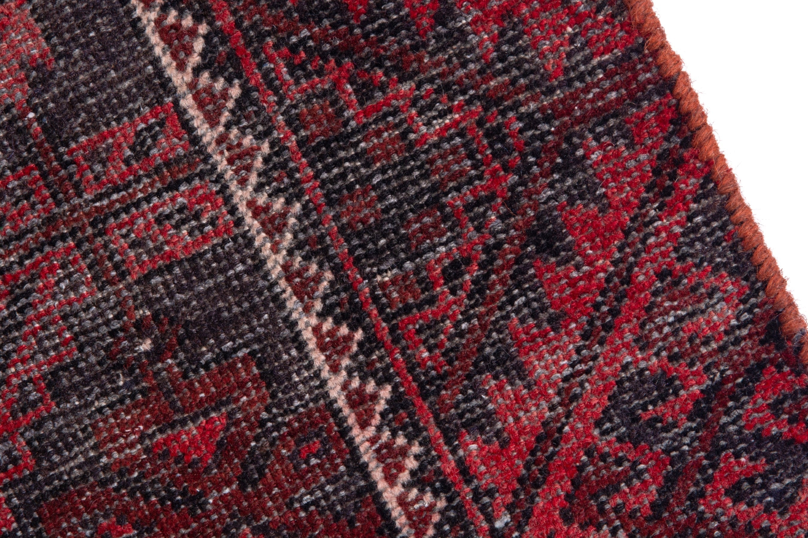 Persian Baluch accent rug in burgundy and deep red, view 7 of 16