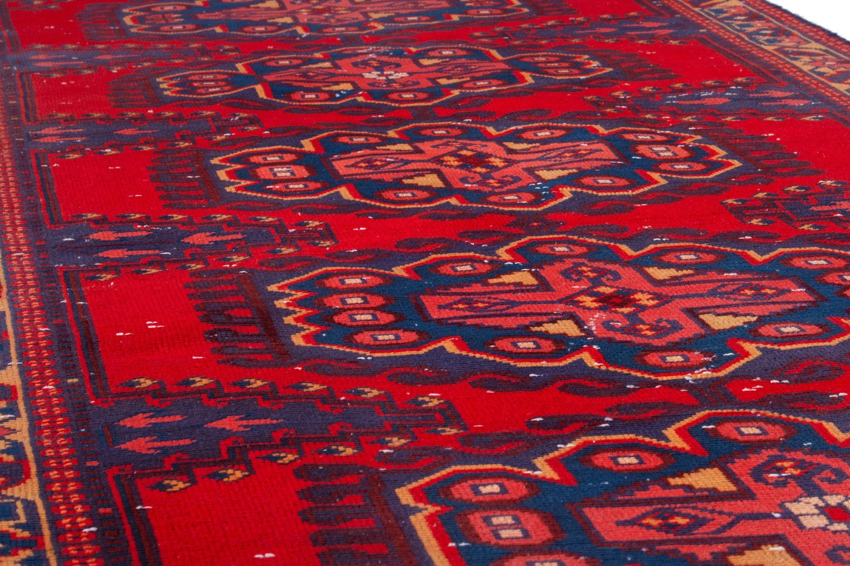 Persian Vist runner rug in deep red and dark blue, view 10 of 17