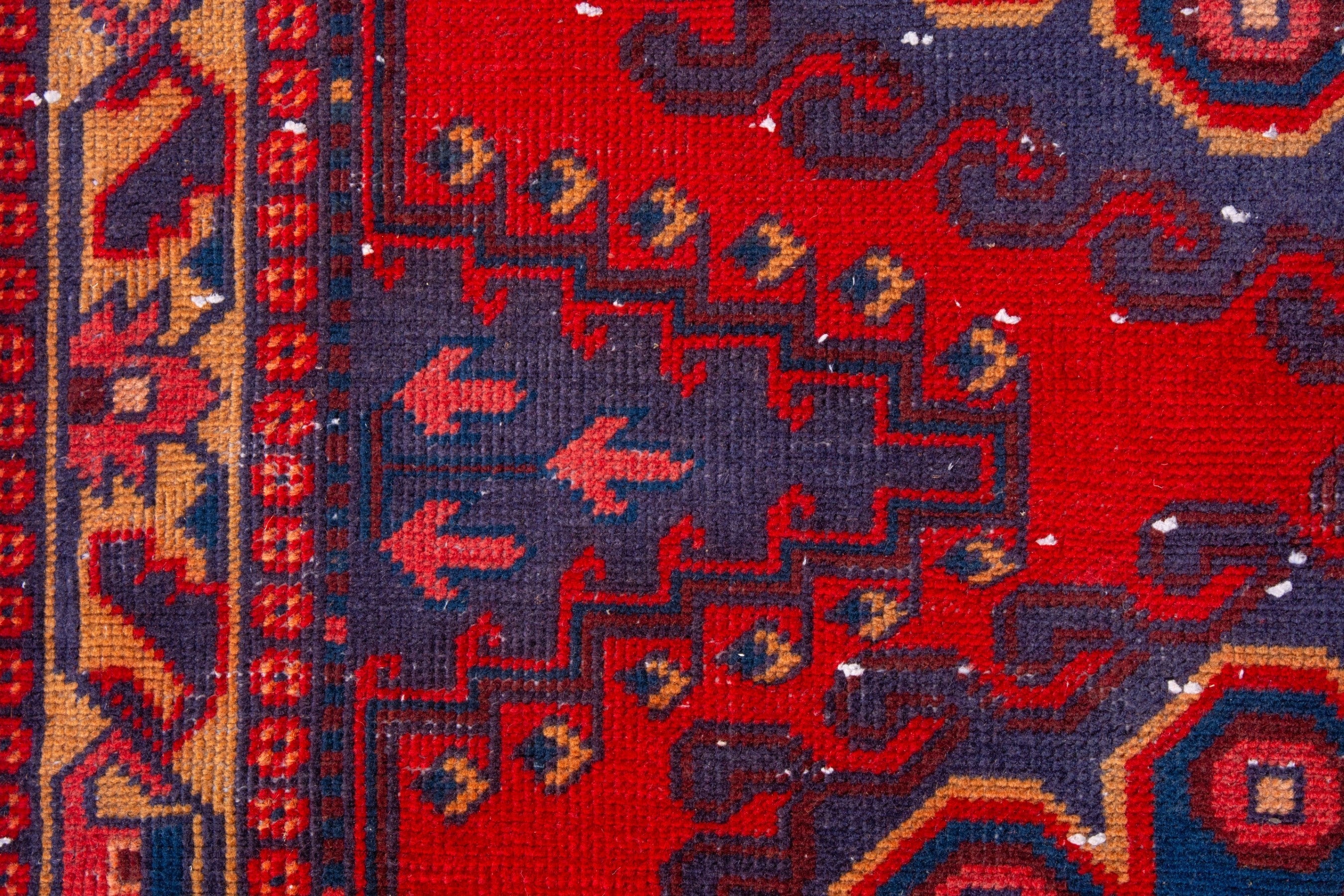 Persian Vist runner rug in deep red and dark blue, view 11 of 17