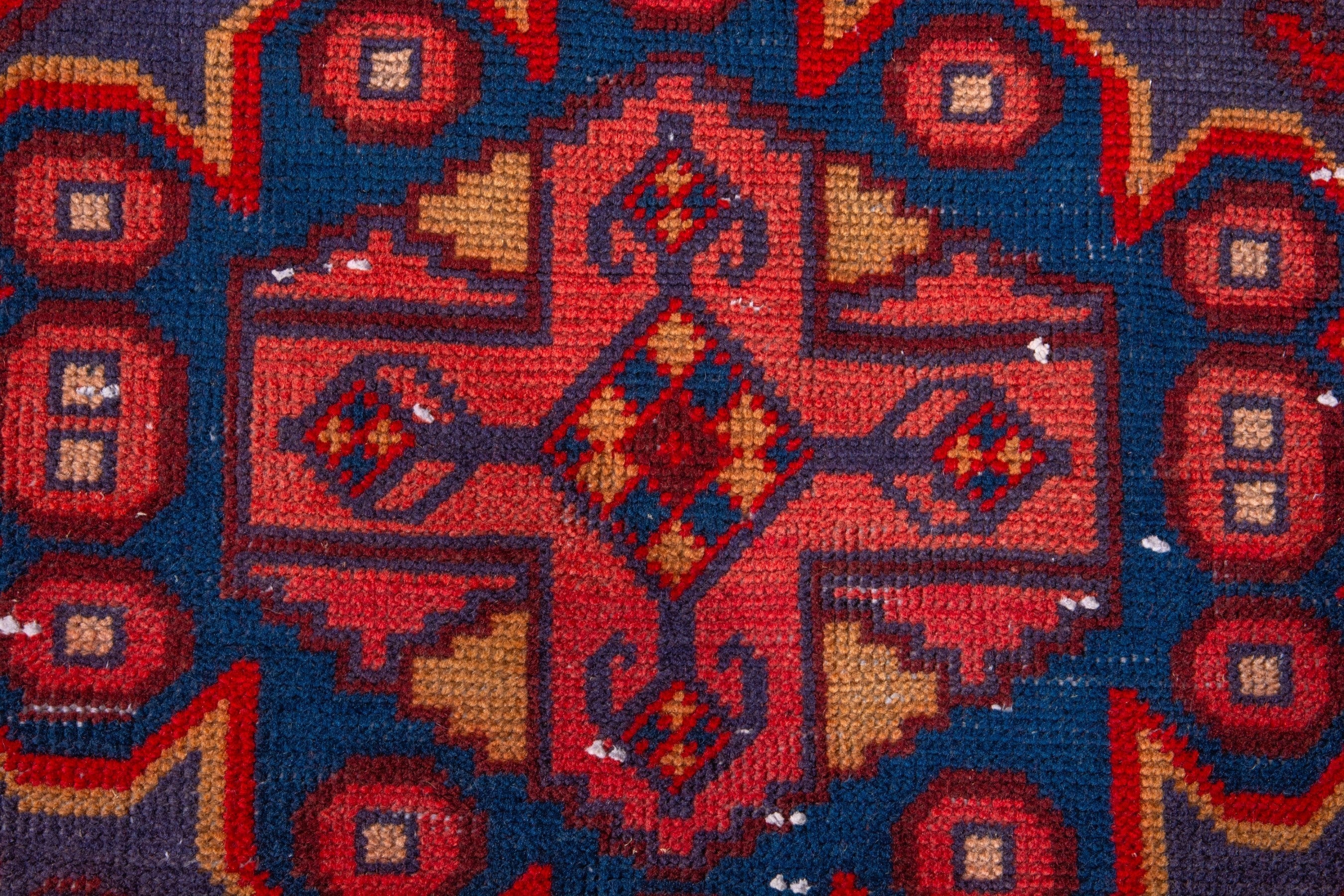 Persian Vist runner rug in deep red and dark blue, view 12 of 17