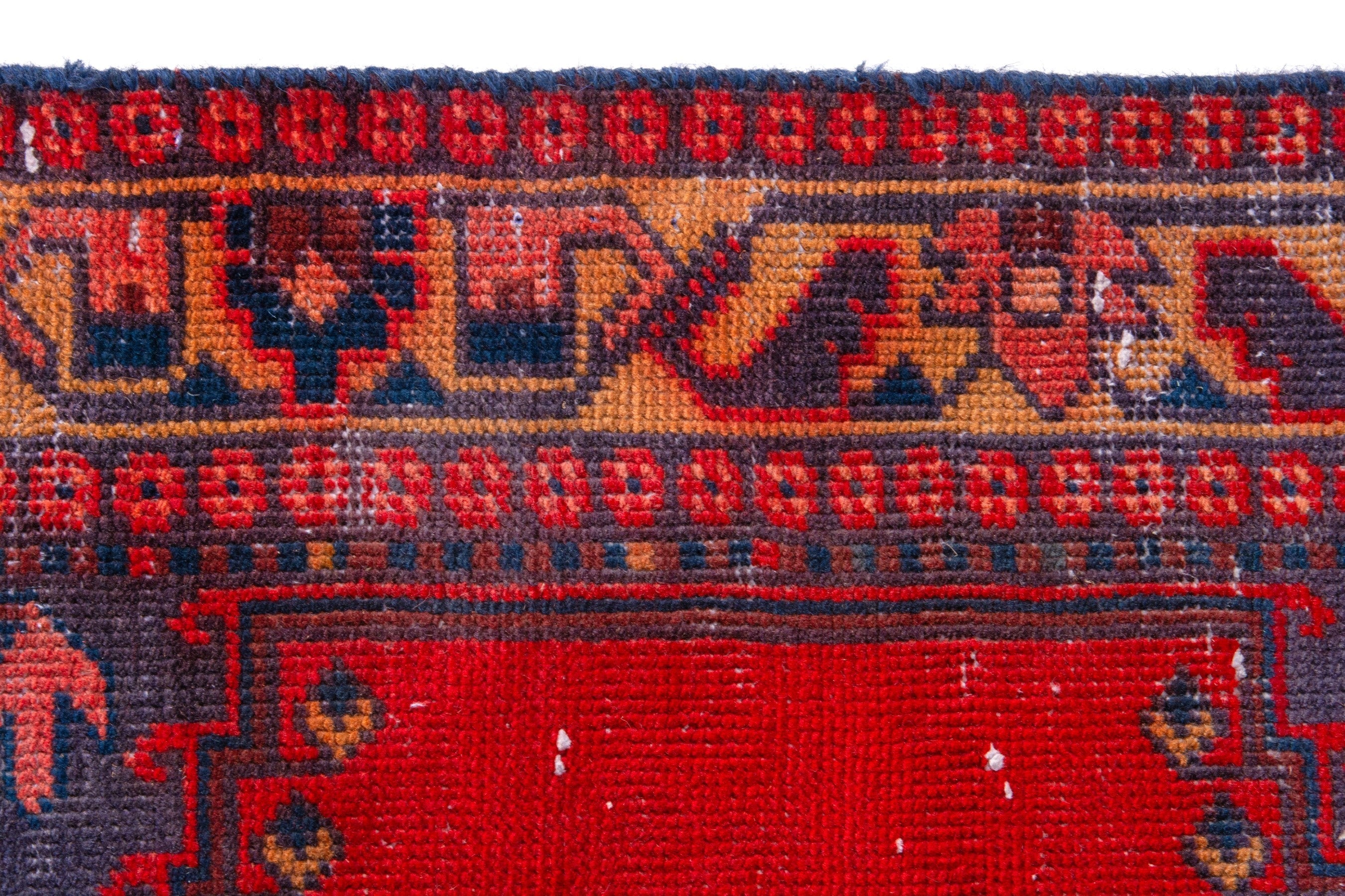 Persian Vist runner rug in deep red and dark blue, view 13 of 17
