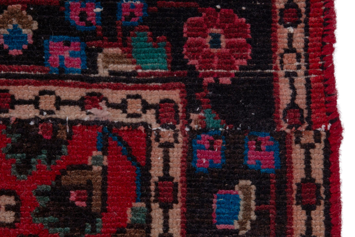 Turkish Anatolian runner rug in deep red and navy, view 5 of 22