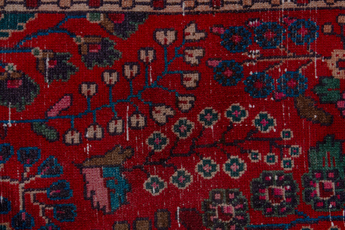 Turkish Anatolian runner rug in deep red and navy, view 7 of 22